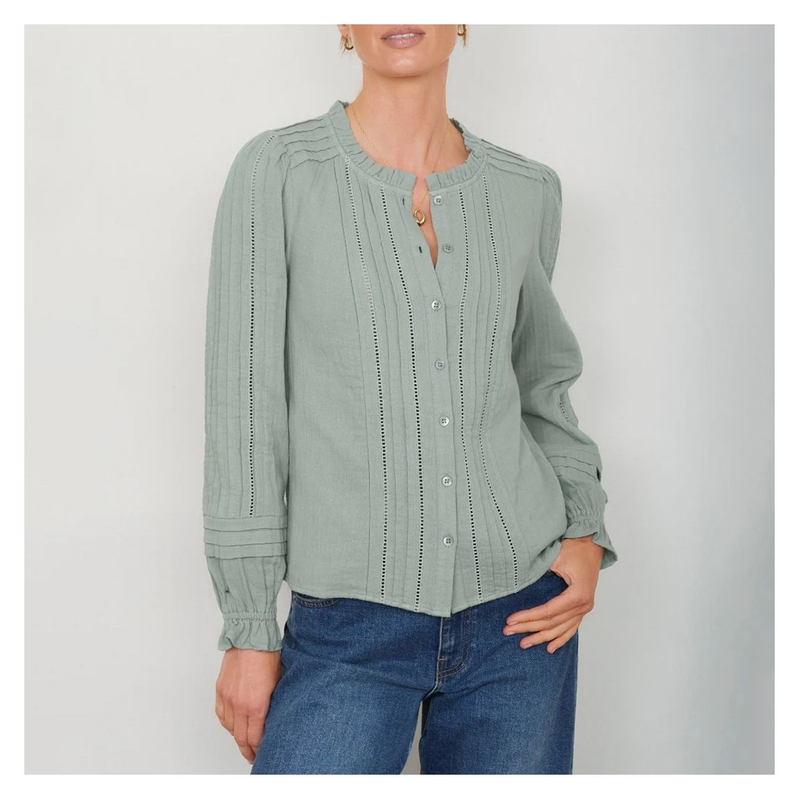 Sage Green Otti Cotton Blouse main product photo