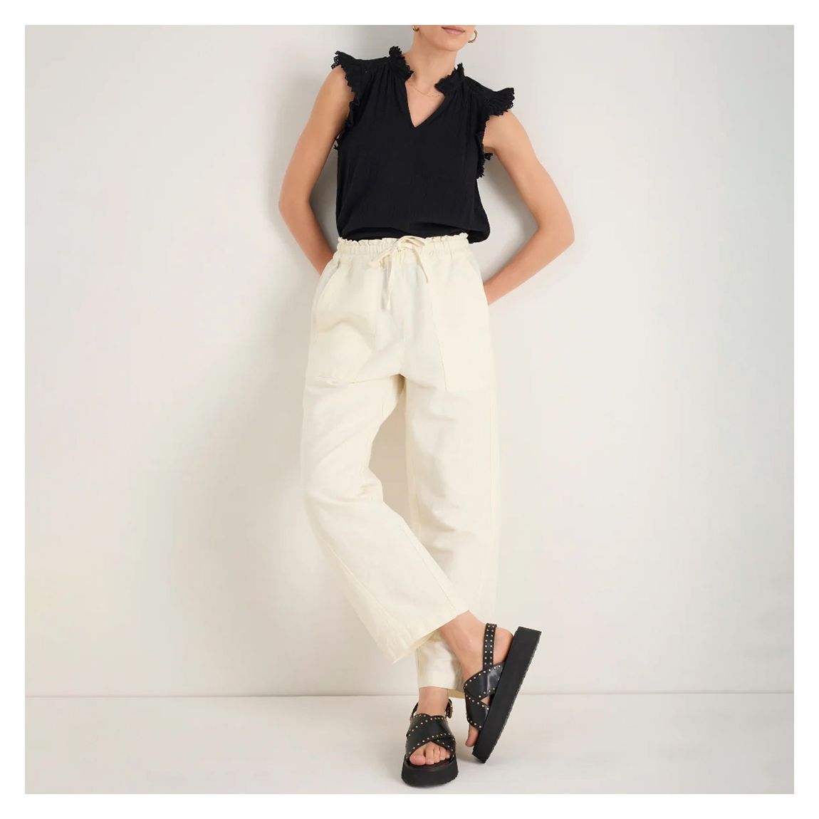 Ivory Sadie Barrel Leg Trouser main product photo
