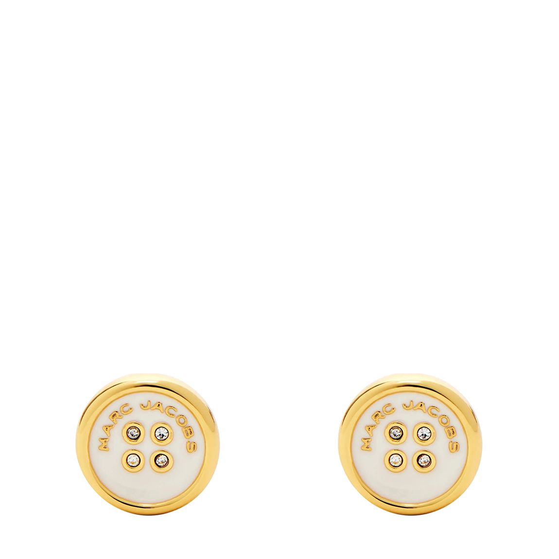 White & Gold Marc Jacobs The Button Stud Earrings main product photo