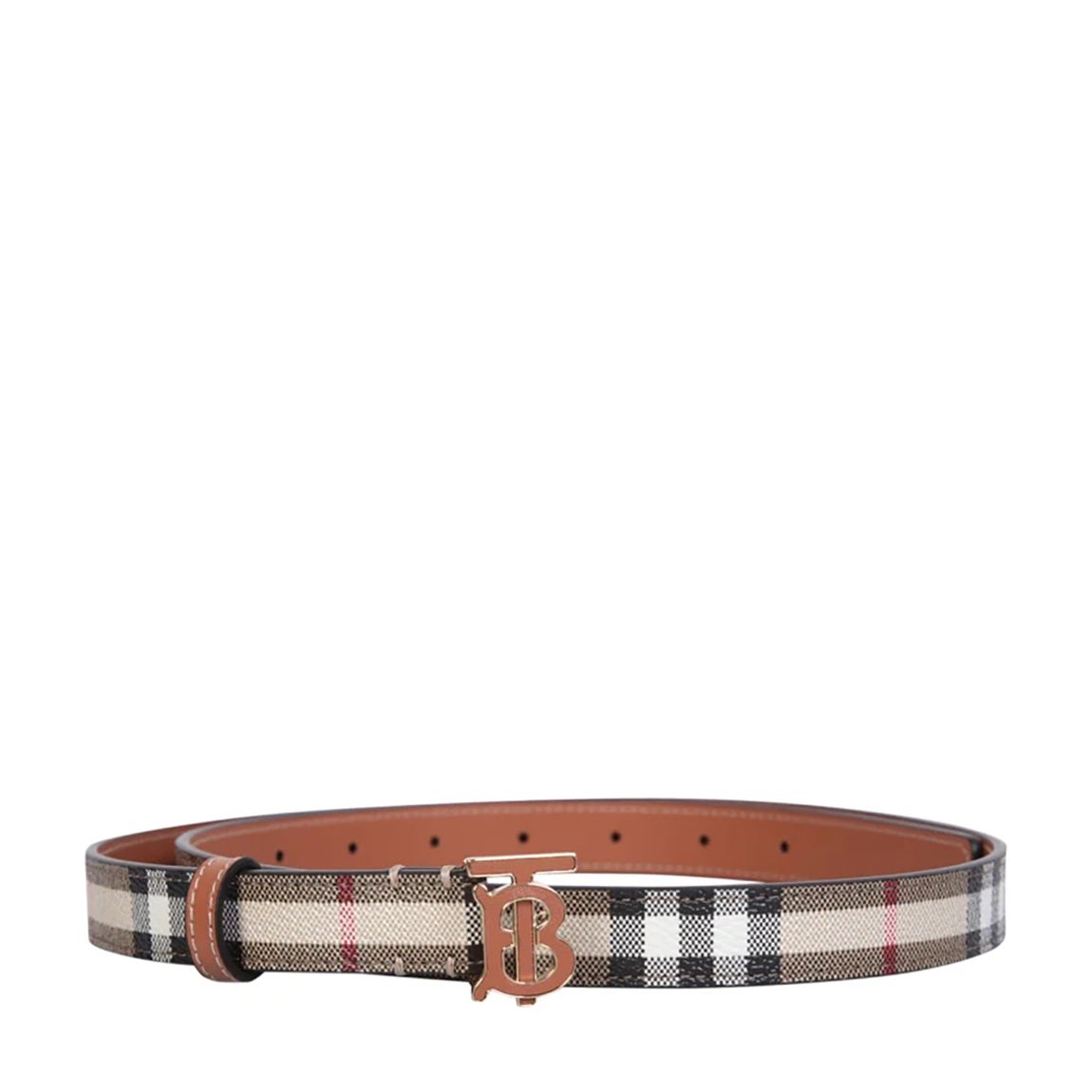 Brown Leather Burberry Check Tb Belt main product photo