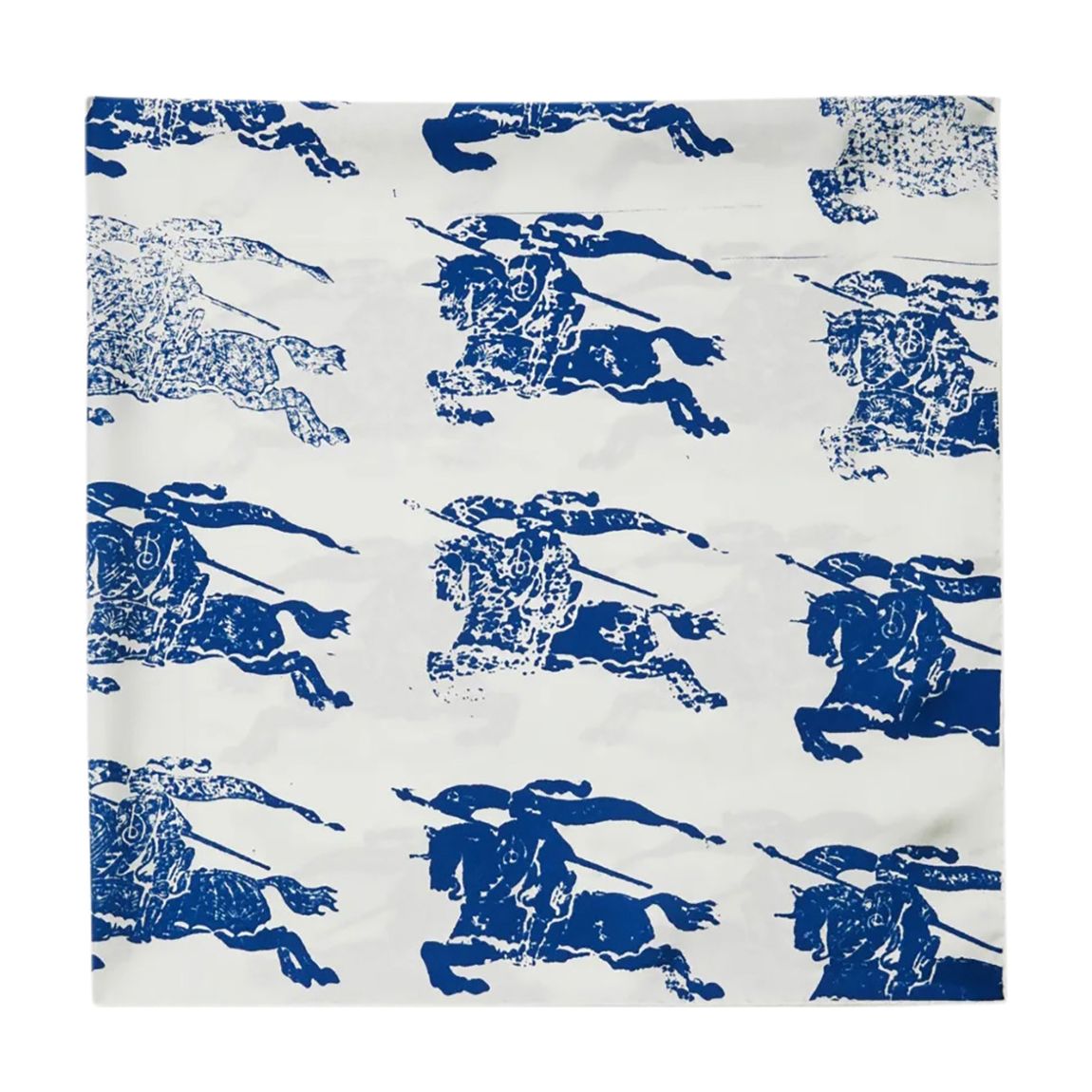 Blue Horses Print White Silk Burberry Scarf main product photo