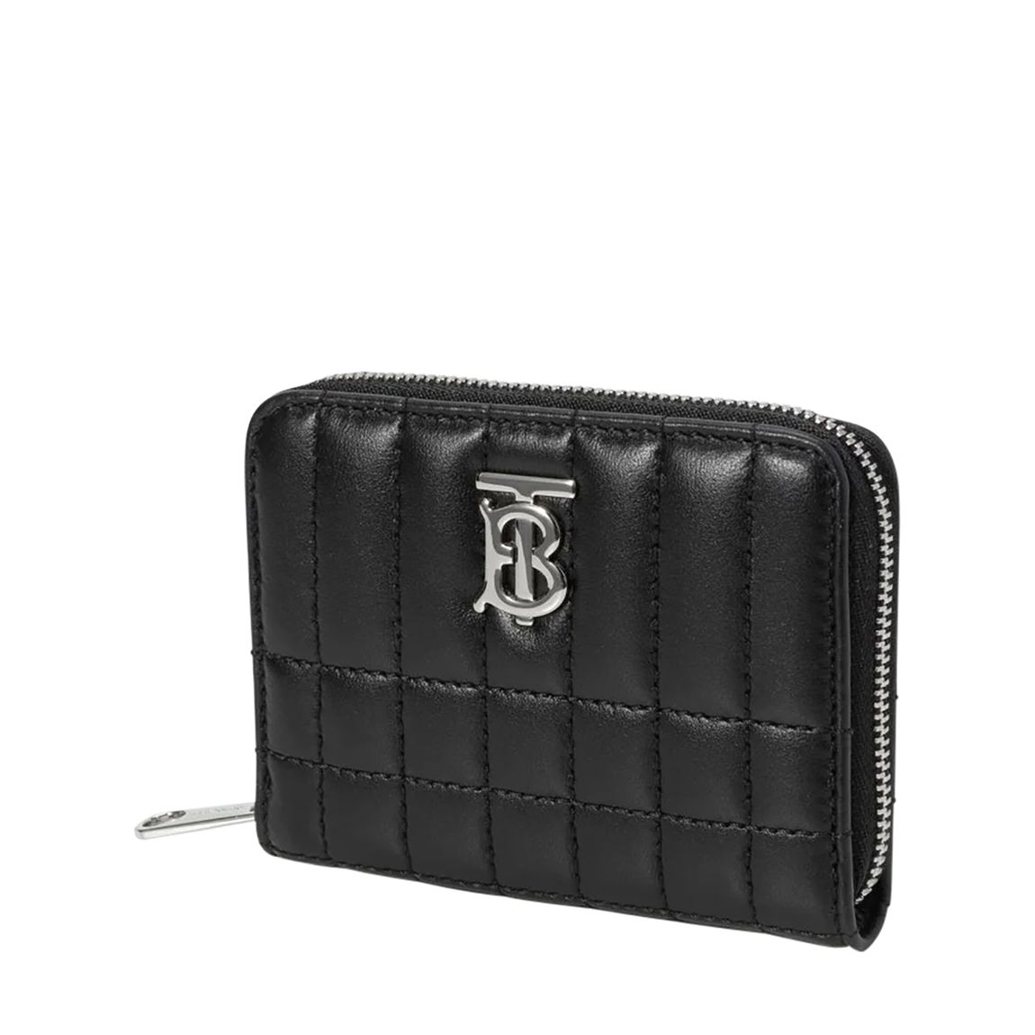 Black Leather & Silver Zip Wallet Burberry Coin Purse main product photo