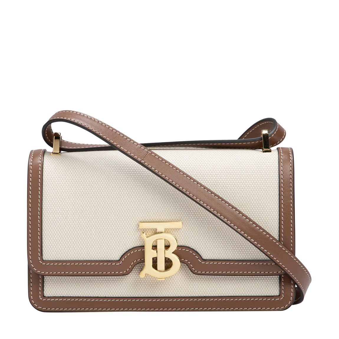Cream Leather Elongated Burberry Mini Shoulder Bag main product photo