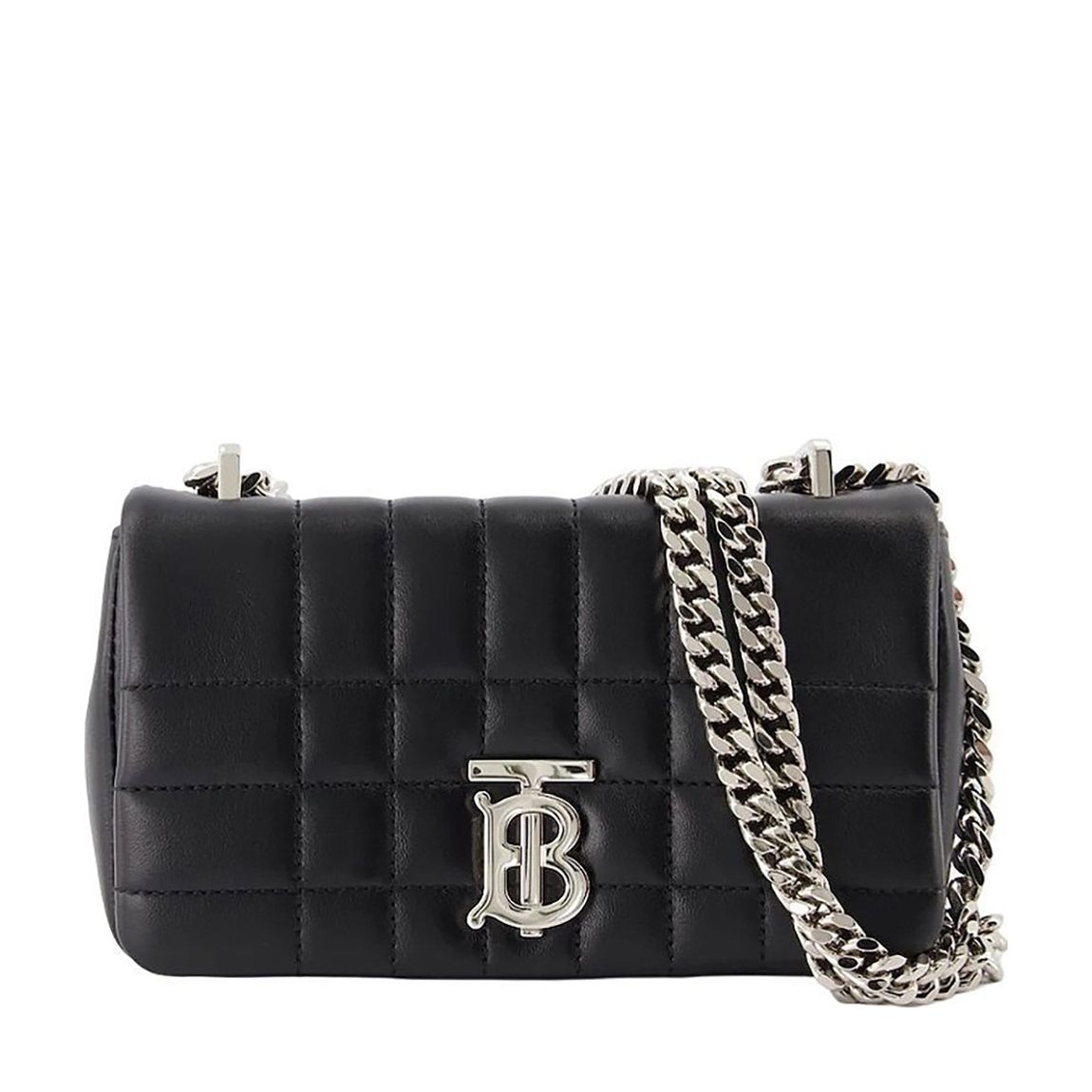 Black Leather & Silver Lola Quilling Burberry Shoulder Bag main product photo