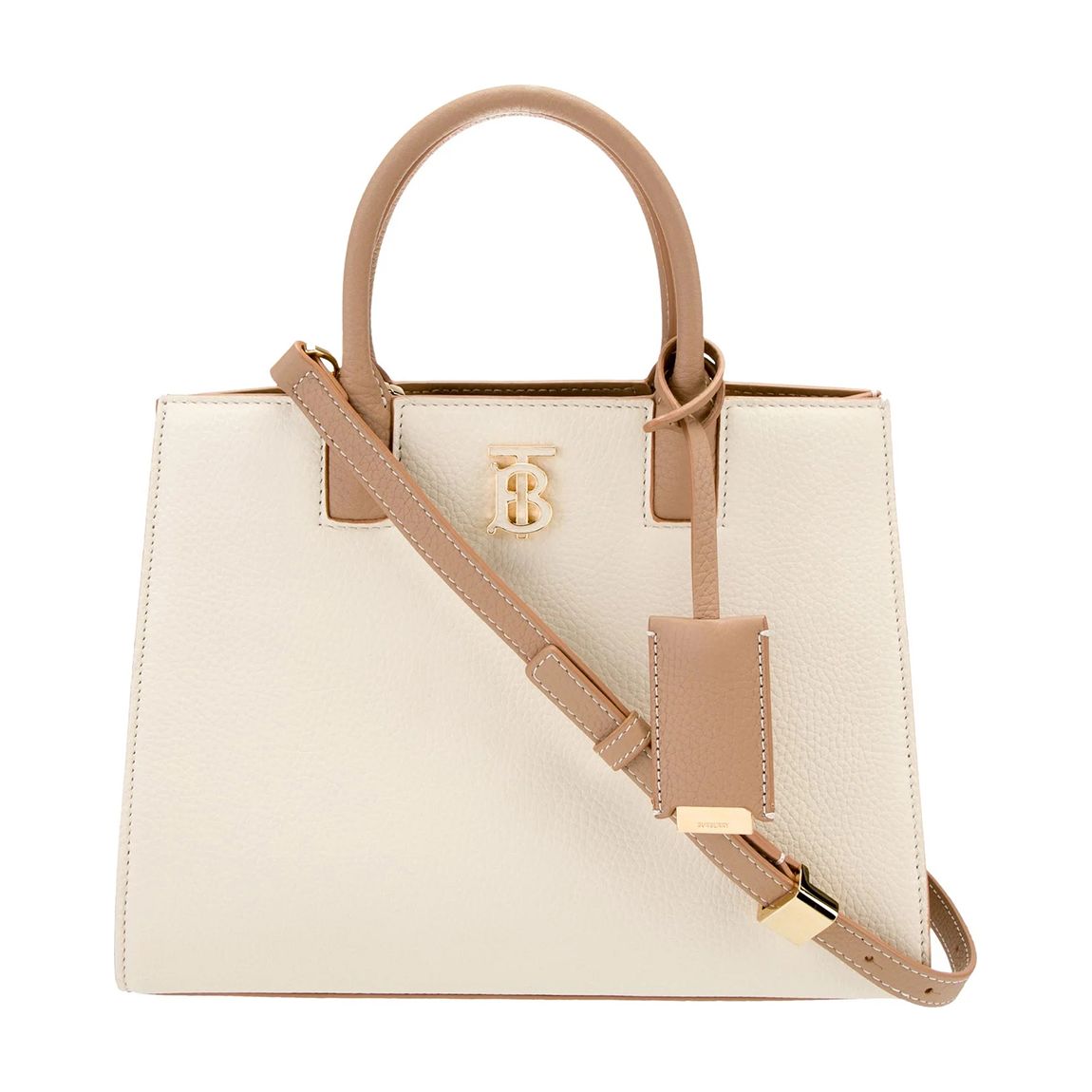 Cream & Brown Grainy Frances Leather Burberry Tote Handbag main product photo