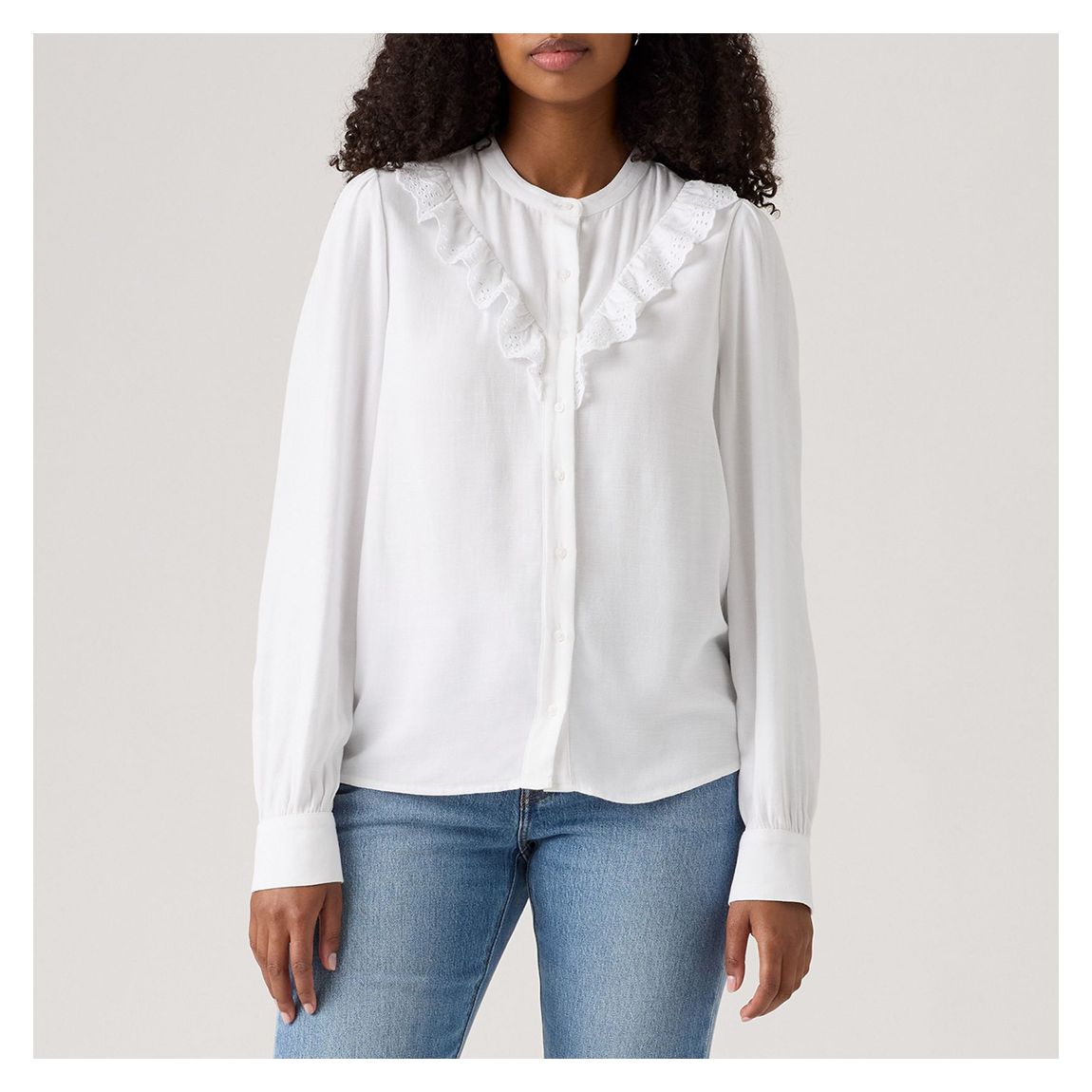 White Jane Eyelet Yoke Blouse main product photo