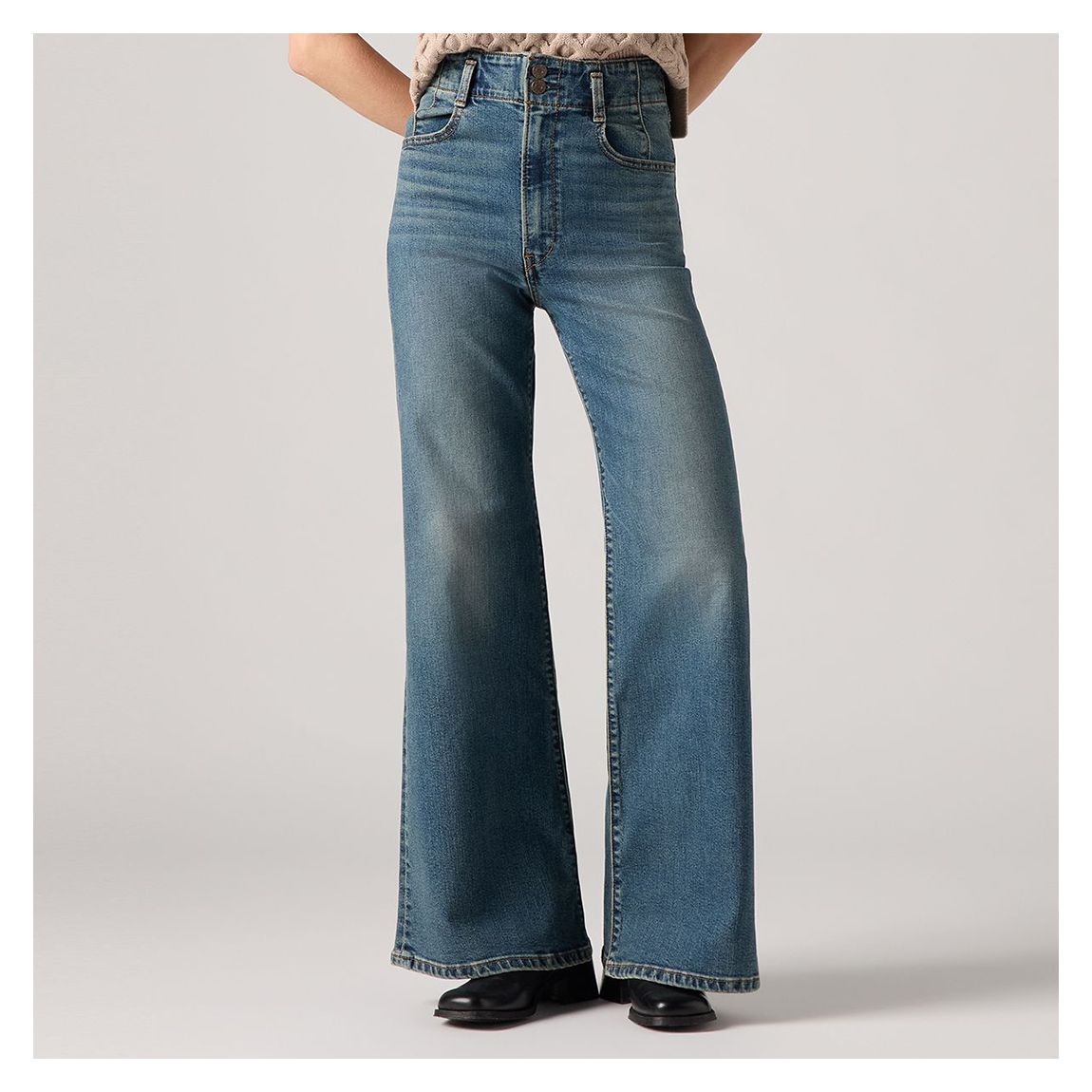 Blue Wash Ribcage Bells Jean main product photo