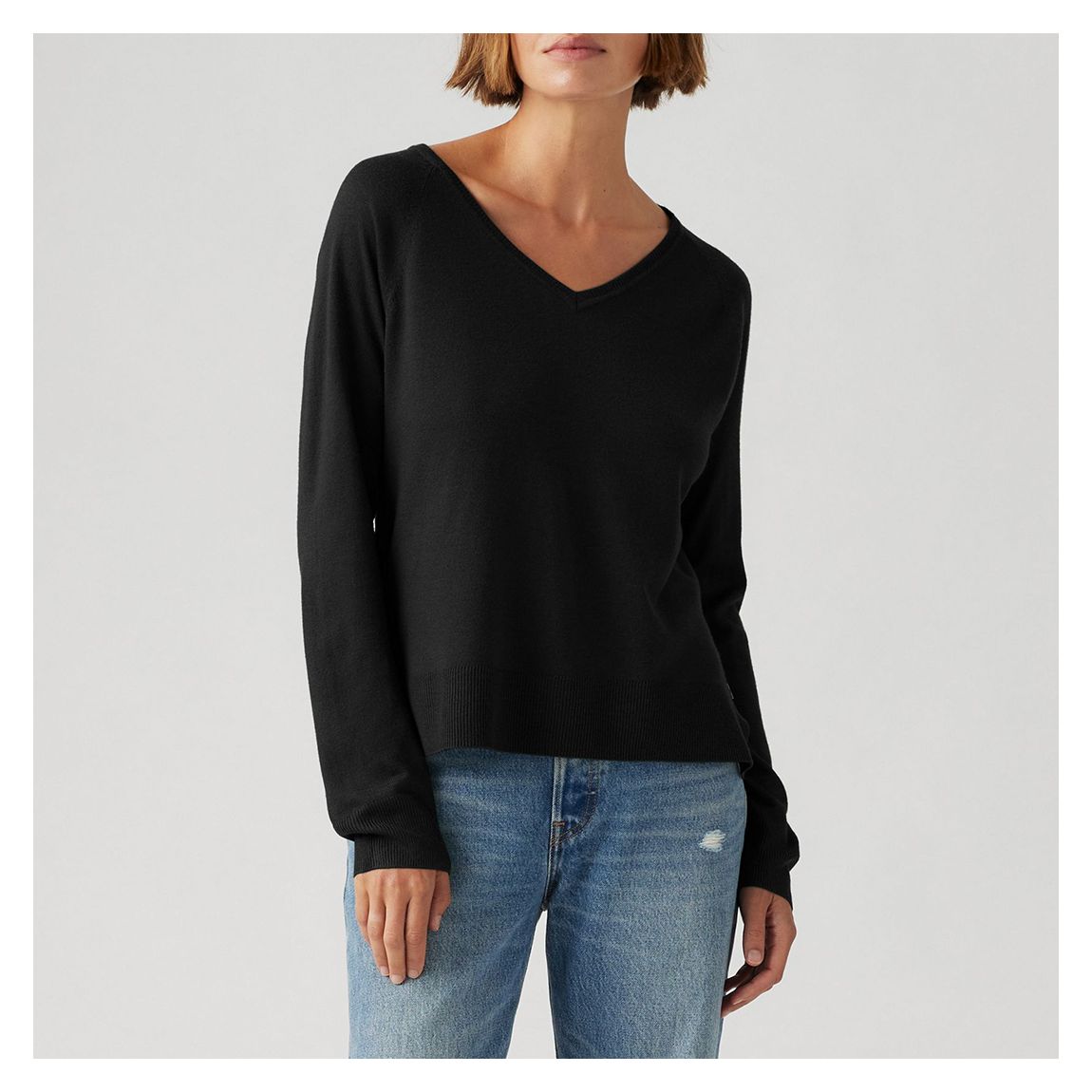 Black Petal V-neck Sweater main product photo