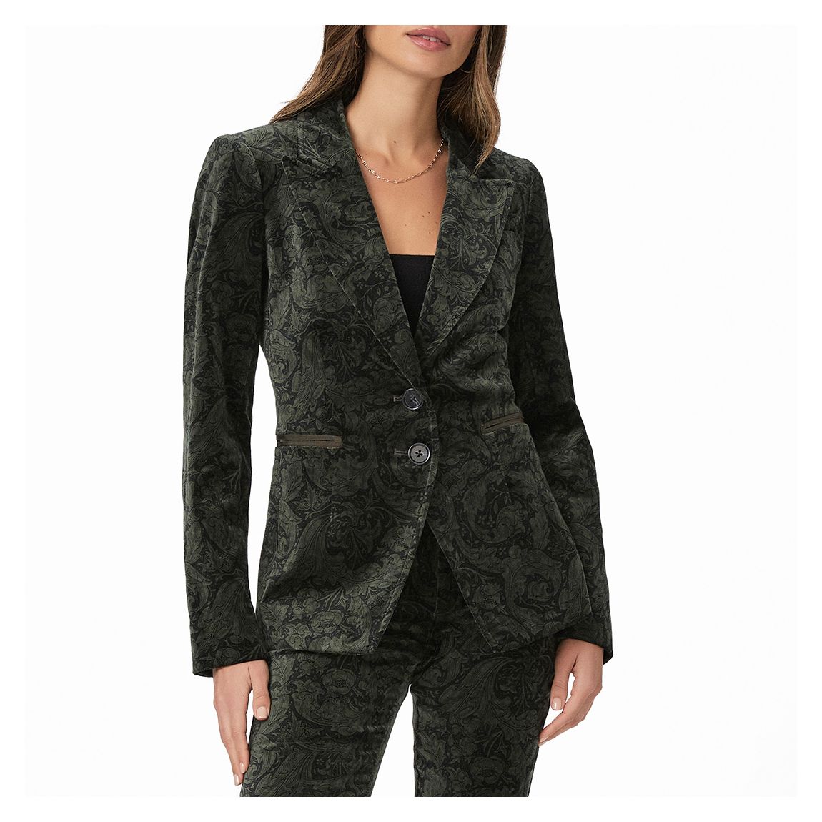 Forest Green Printed Chelsee Blazer main product photo