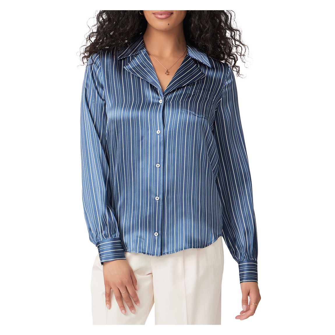 Navy Stripe Capriana Silk Shirt main product photo