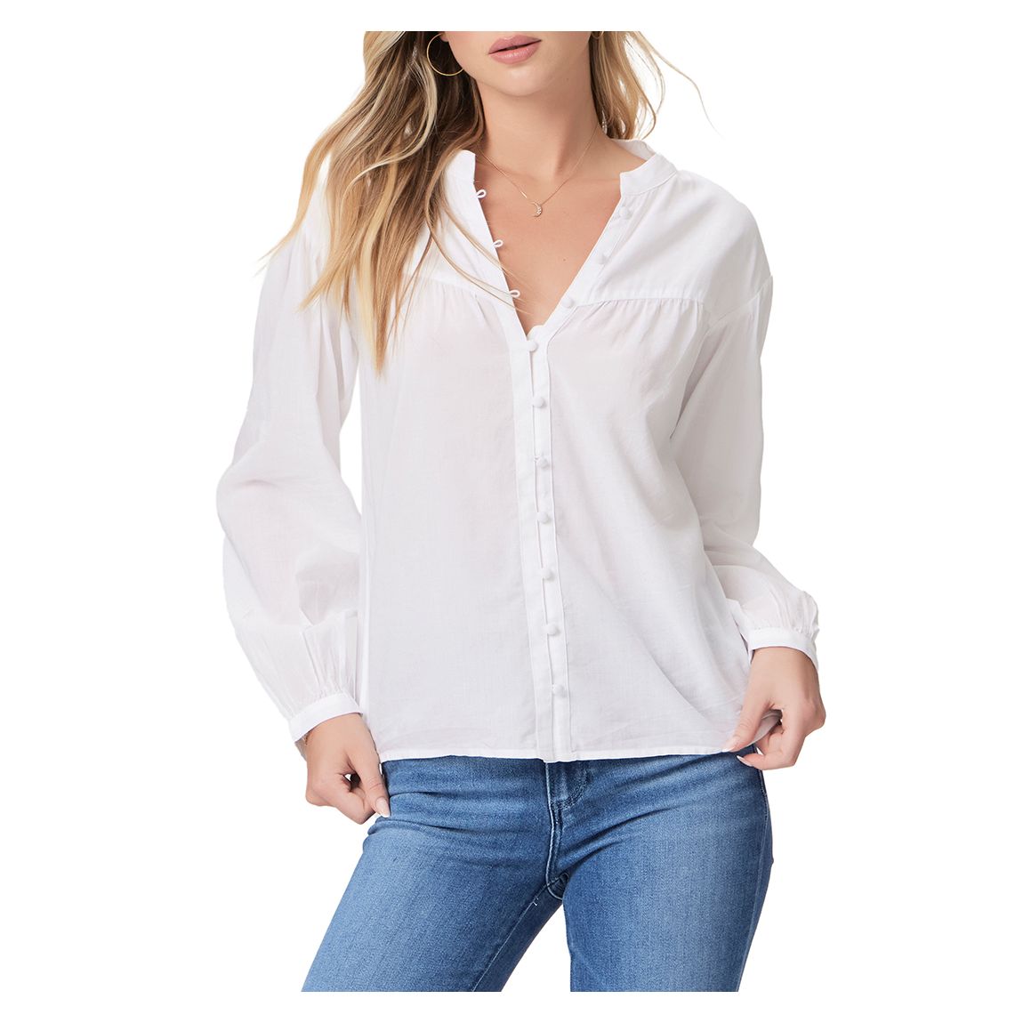 White Marline Button Cotton Blend Shirt main product photo