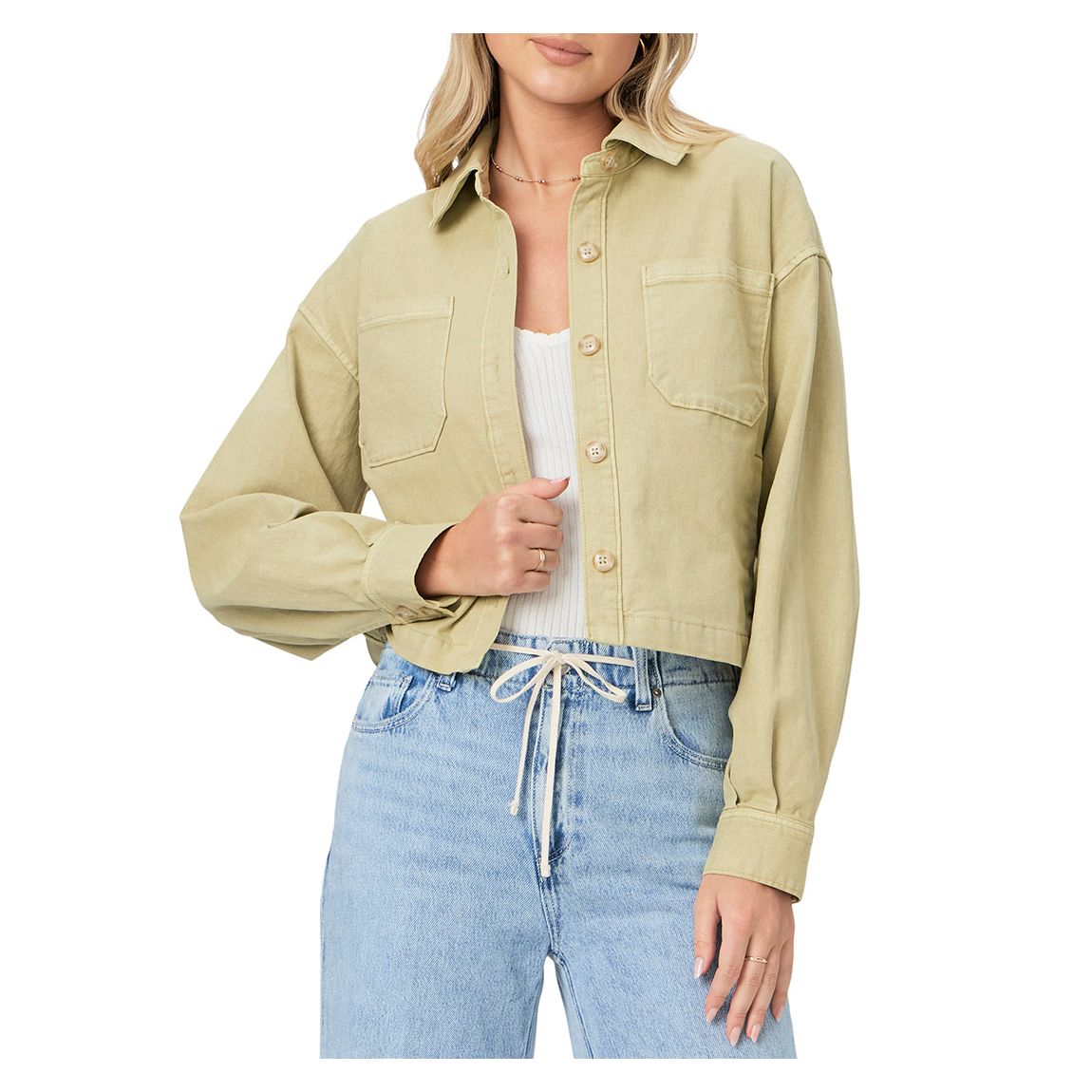 Olive Denim Connor Cotton Blend Shacket main product photo