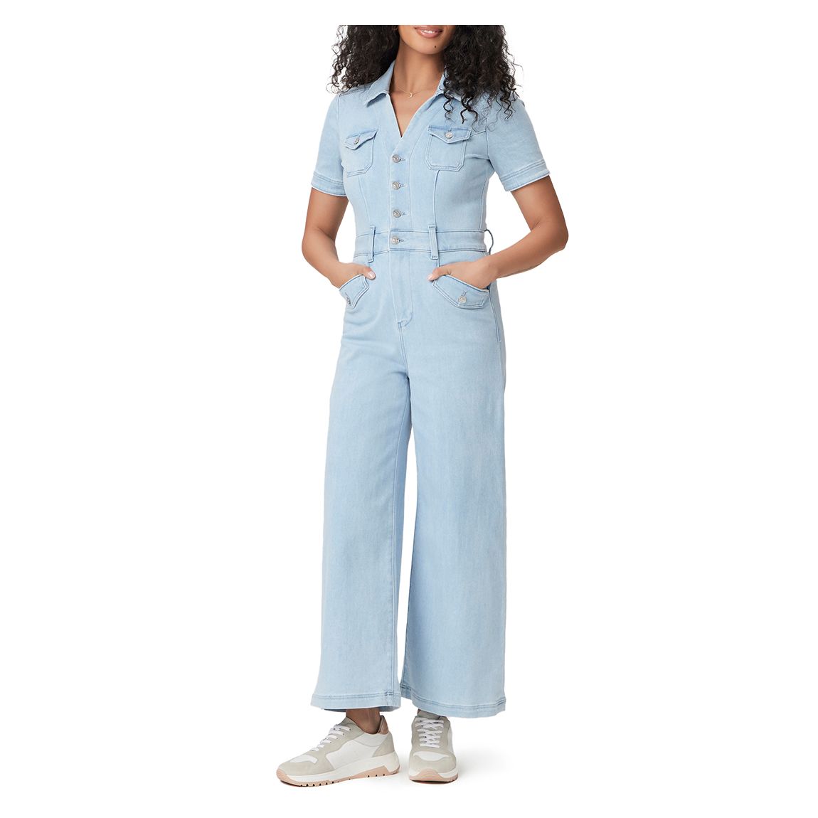 Blue Short Sleeve Harper Denim Jumpsuit main product photo
