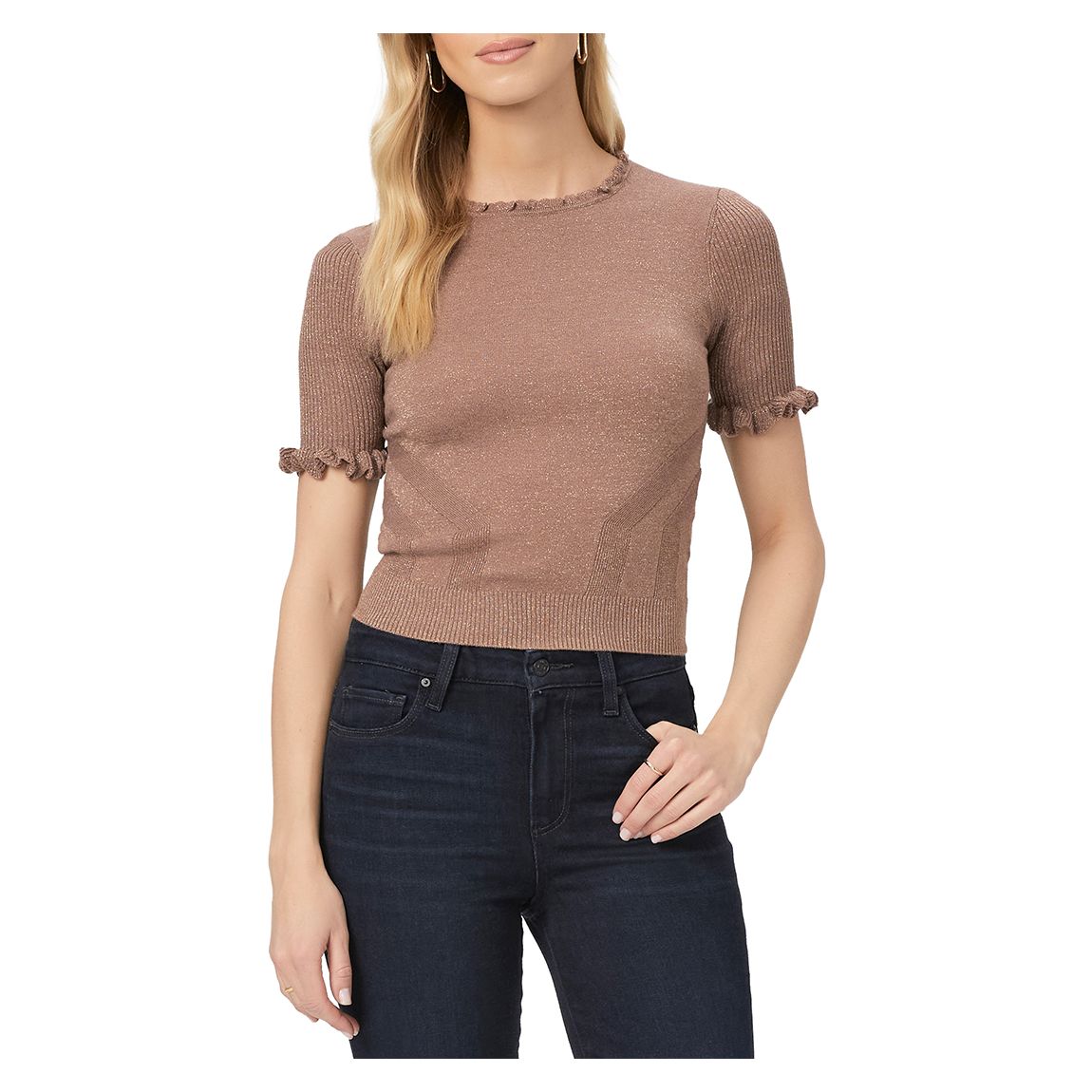 Mocha Knitted Shimmer Triste Top main product photo