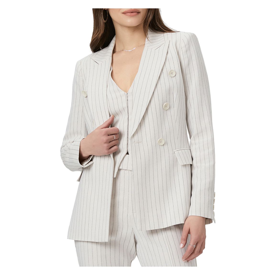 White Pinstripe Beck Blazer main product photo