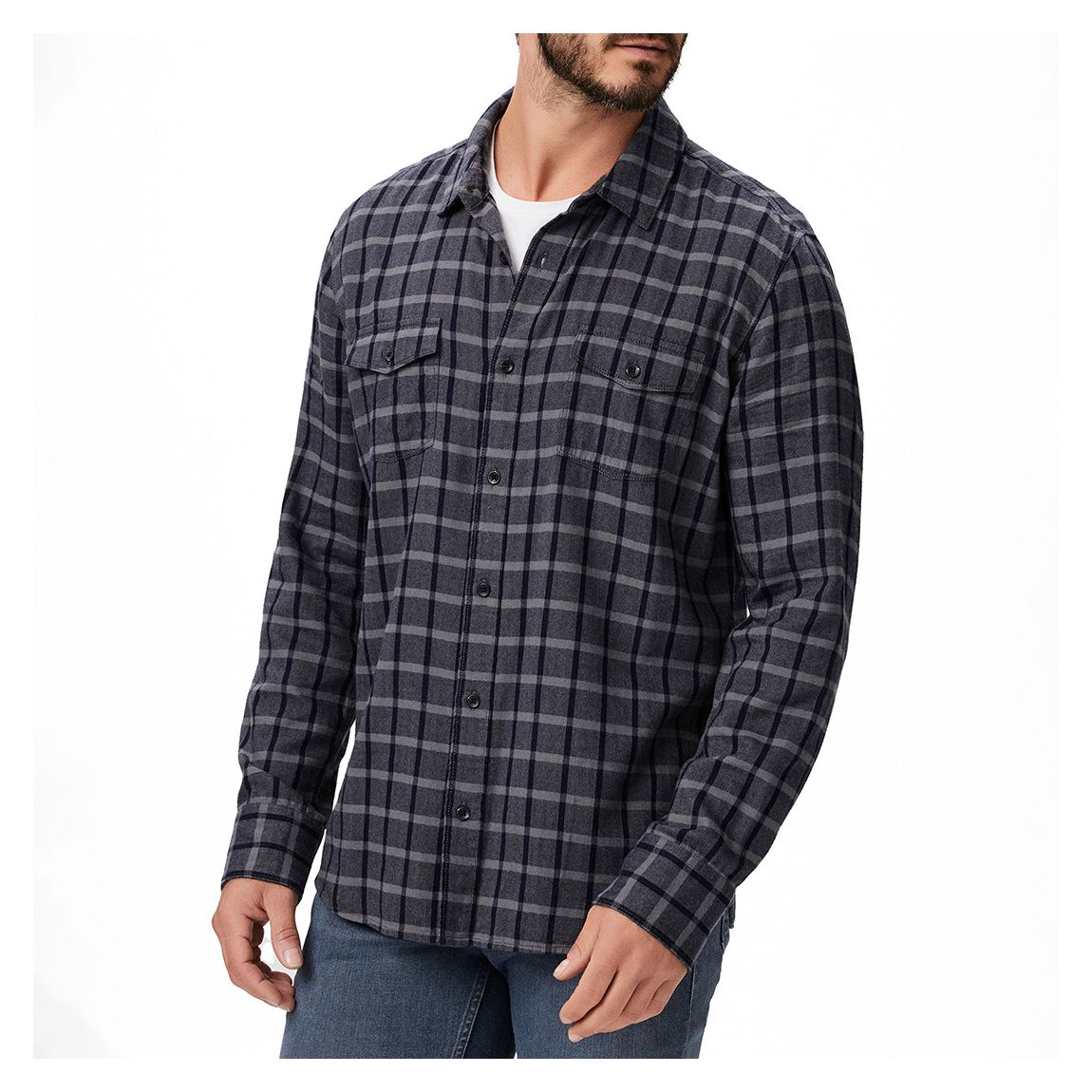 Black Check Everett Cotton Blend Shirt main product photo