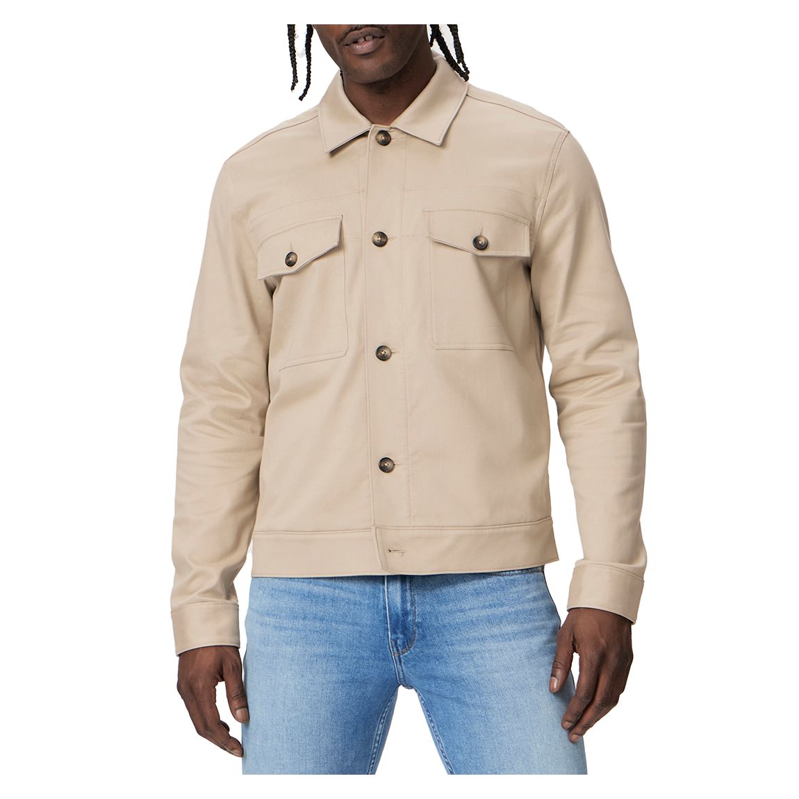 Beige Alfred Button Cotton Blend Jacket main product photo