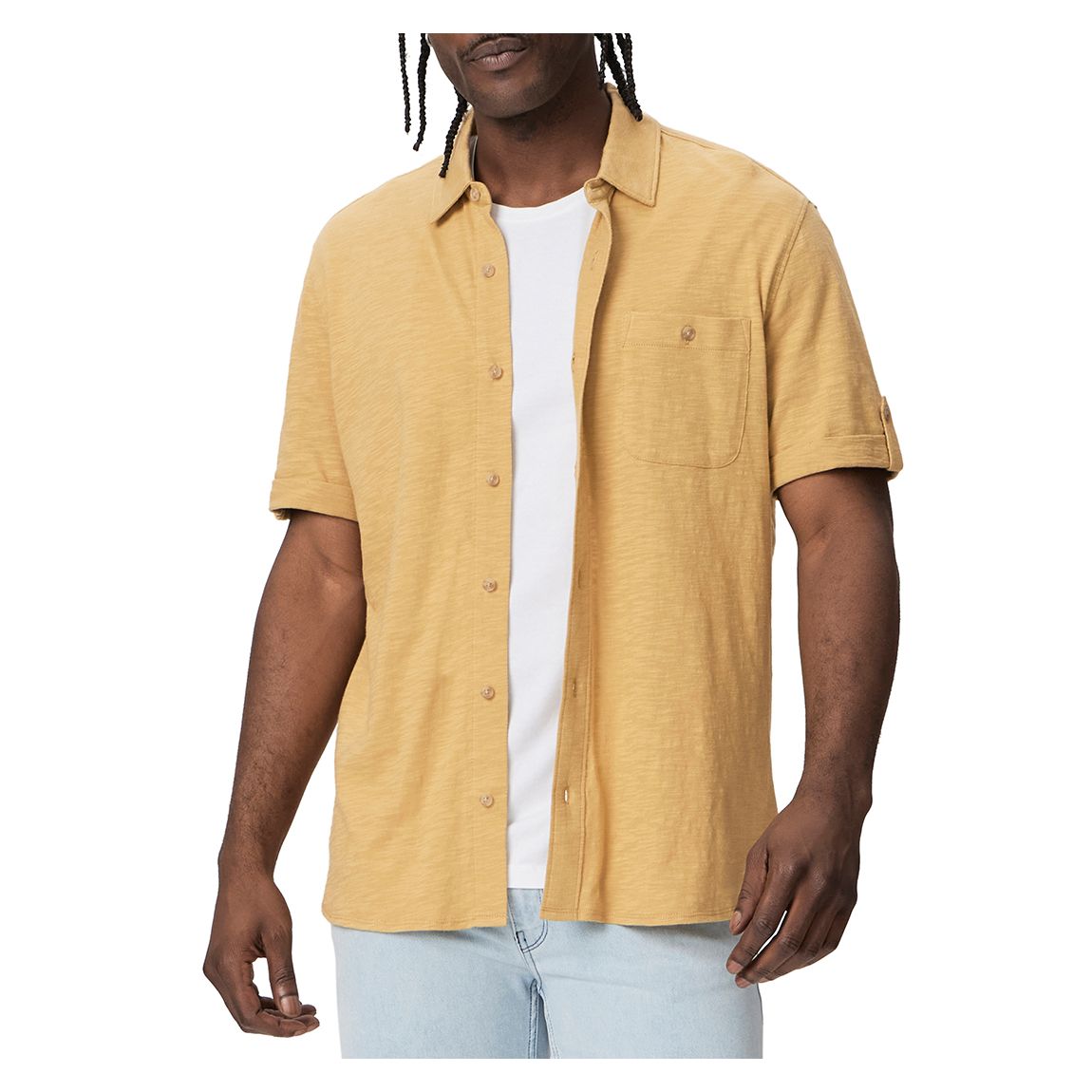 Yellow Brayden Short Sleeve Cotton Shirt main product photo