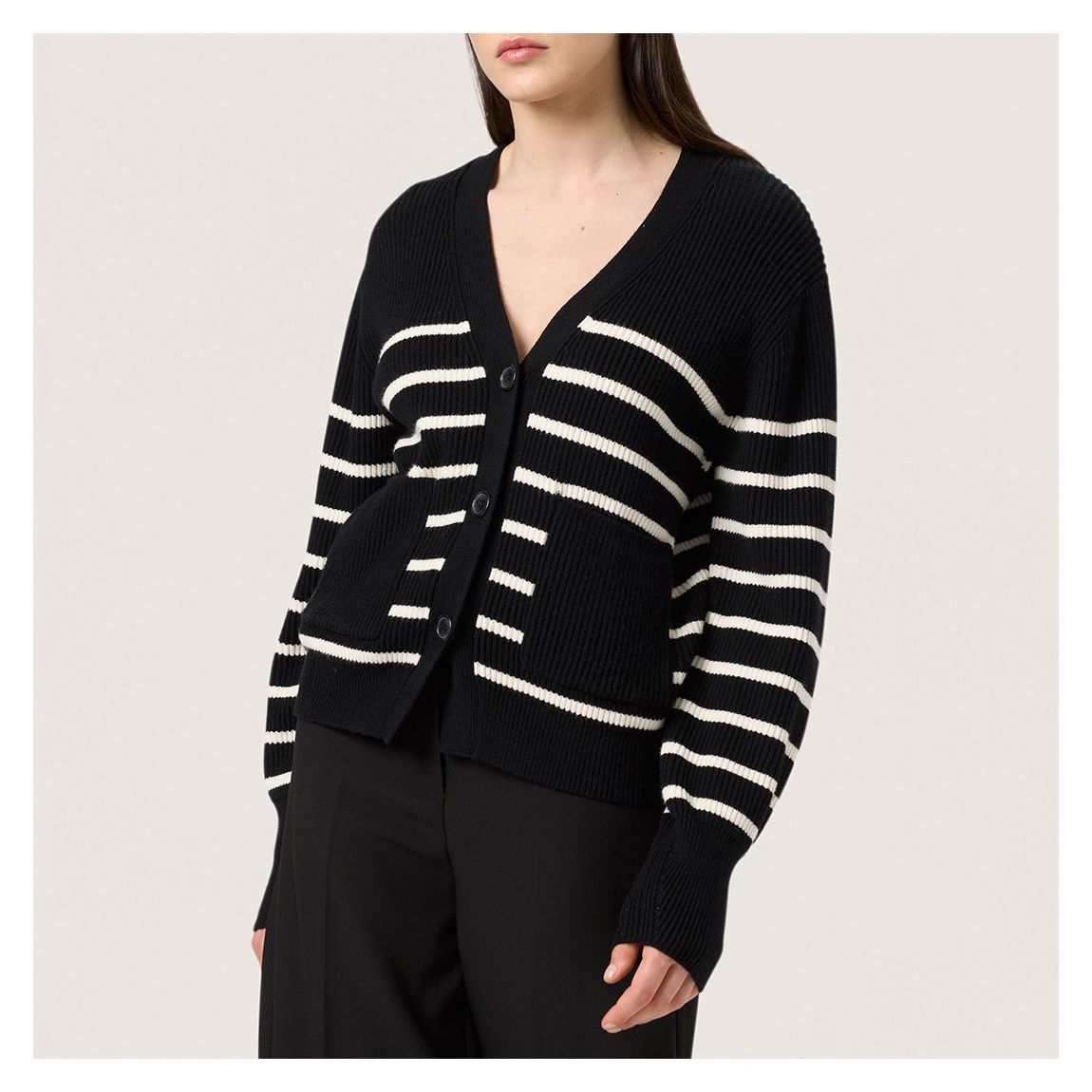 Striped Black SL Spina Cardigan main product photo