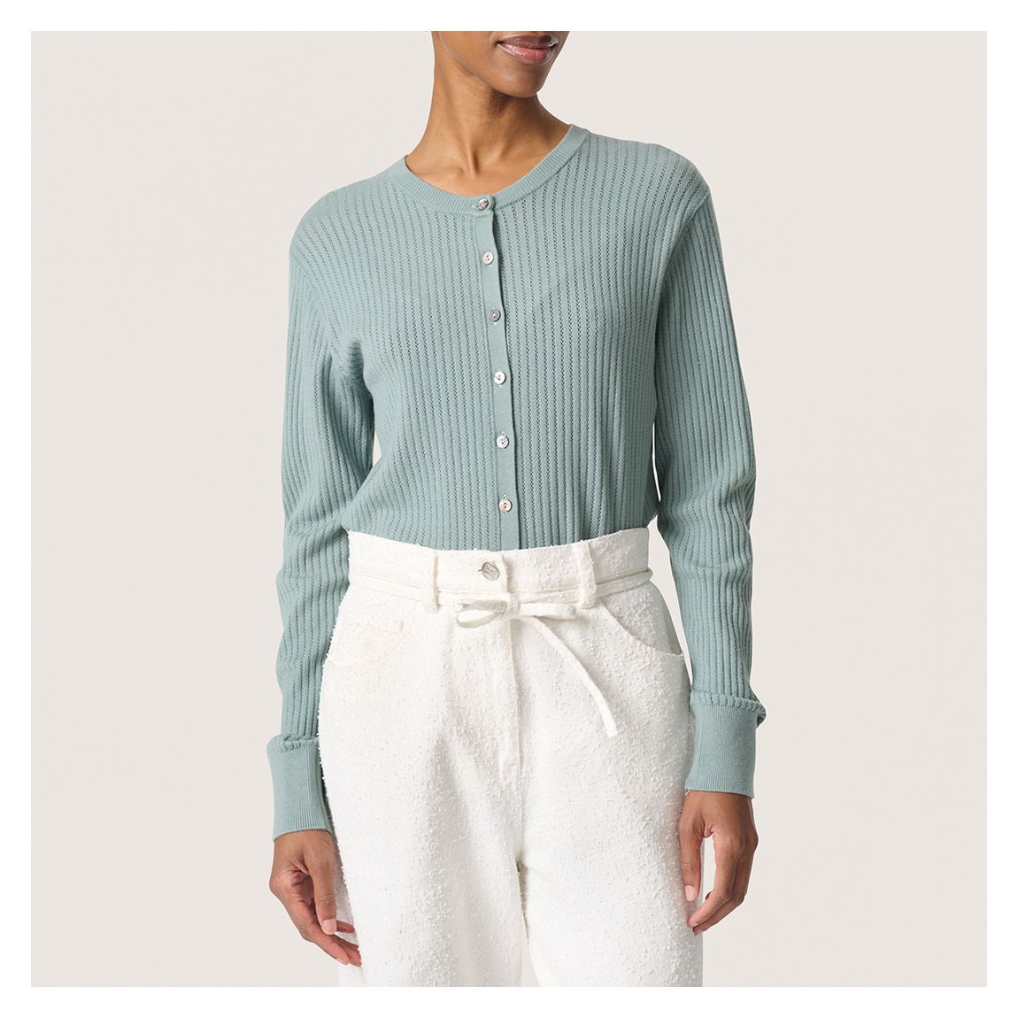 Ribbed Blue SL Spina Cardigan main product photo