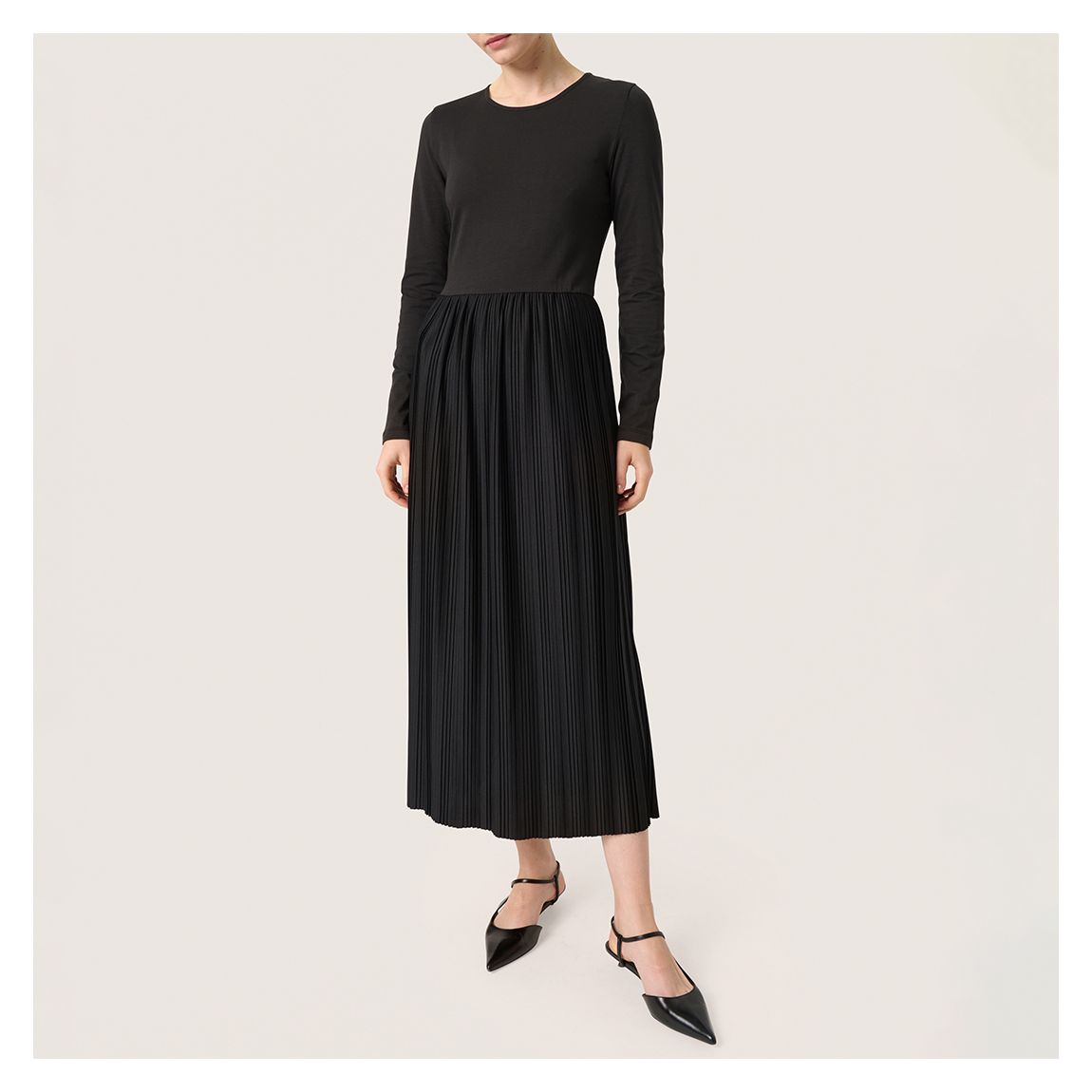 Black Simone Cotton Blend Plisse Dress main product photo