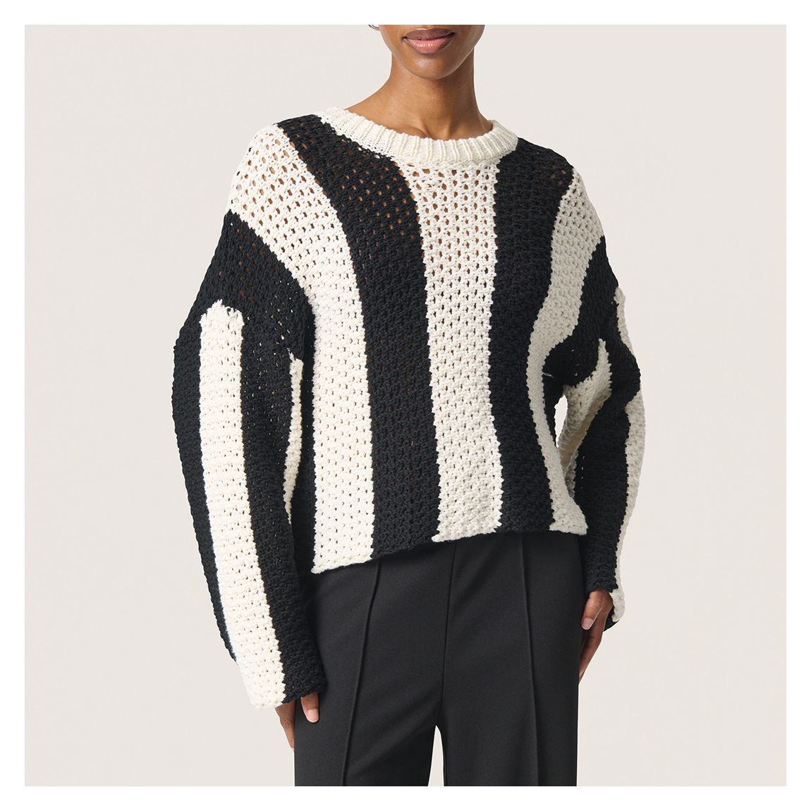 Striped Black SL Menaka Cotton Blend Pullover main product photo