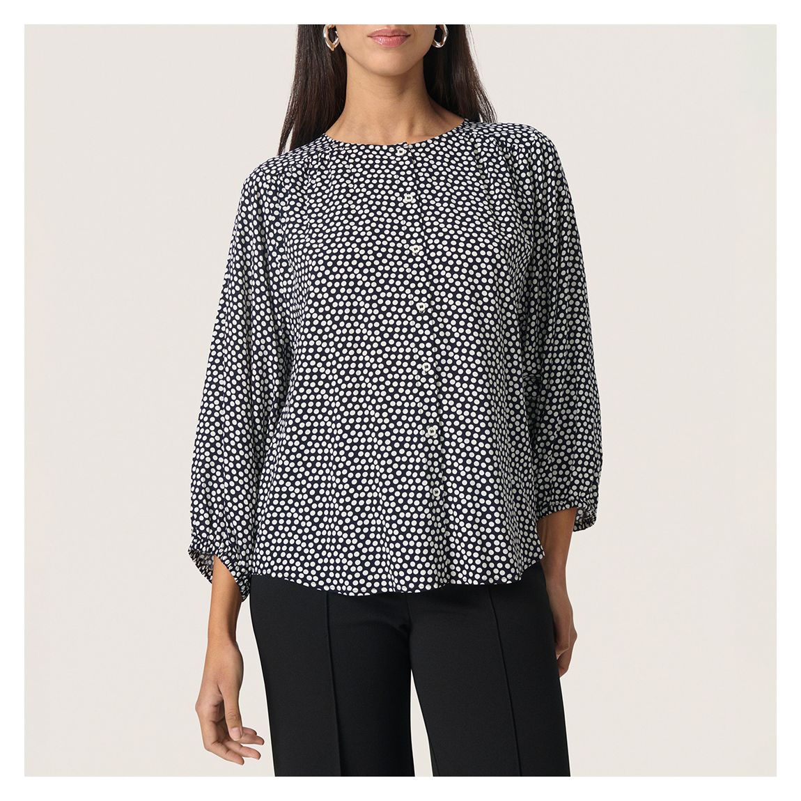 Polka Dot Black SL Arjana Blouse main product photo