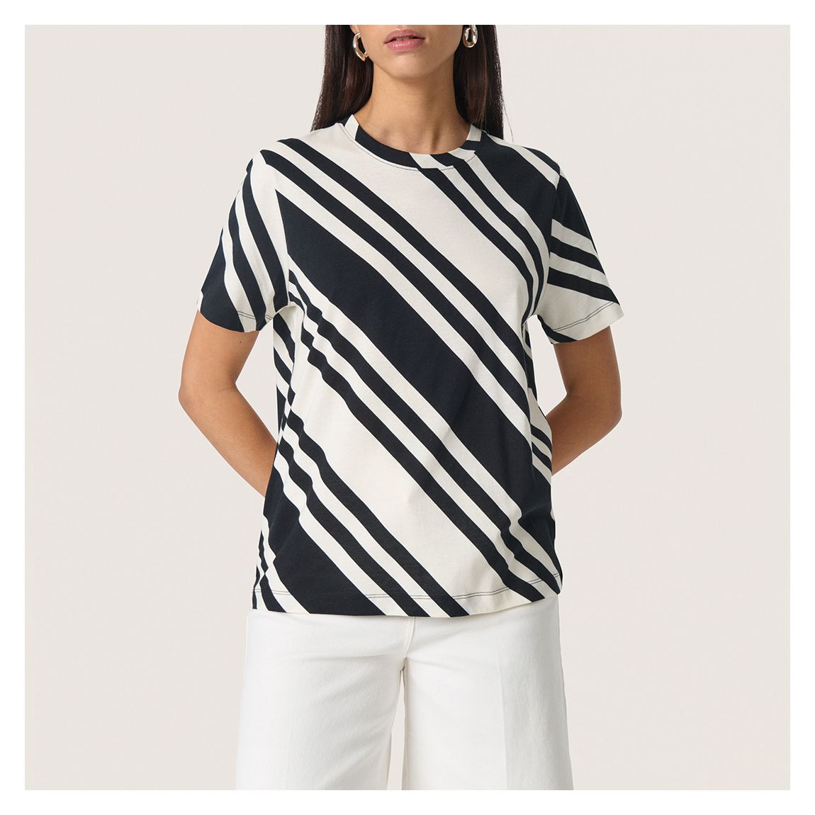 Striped White SL Aeve Cotton T-Shirt main product photo