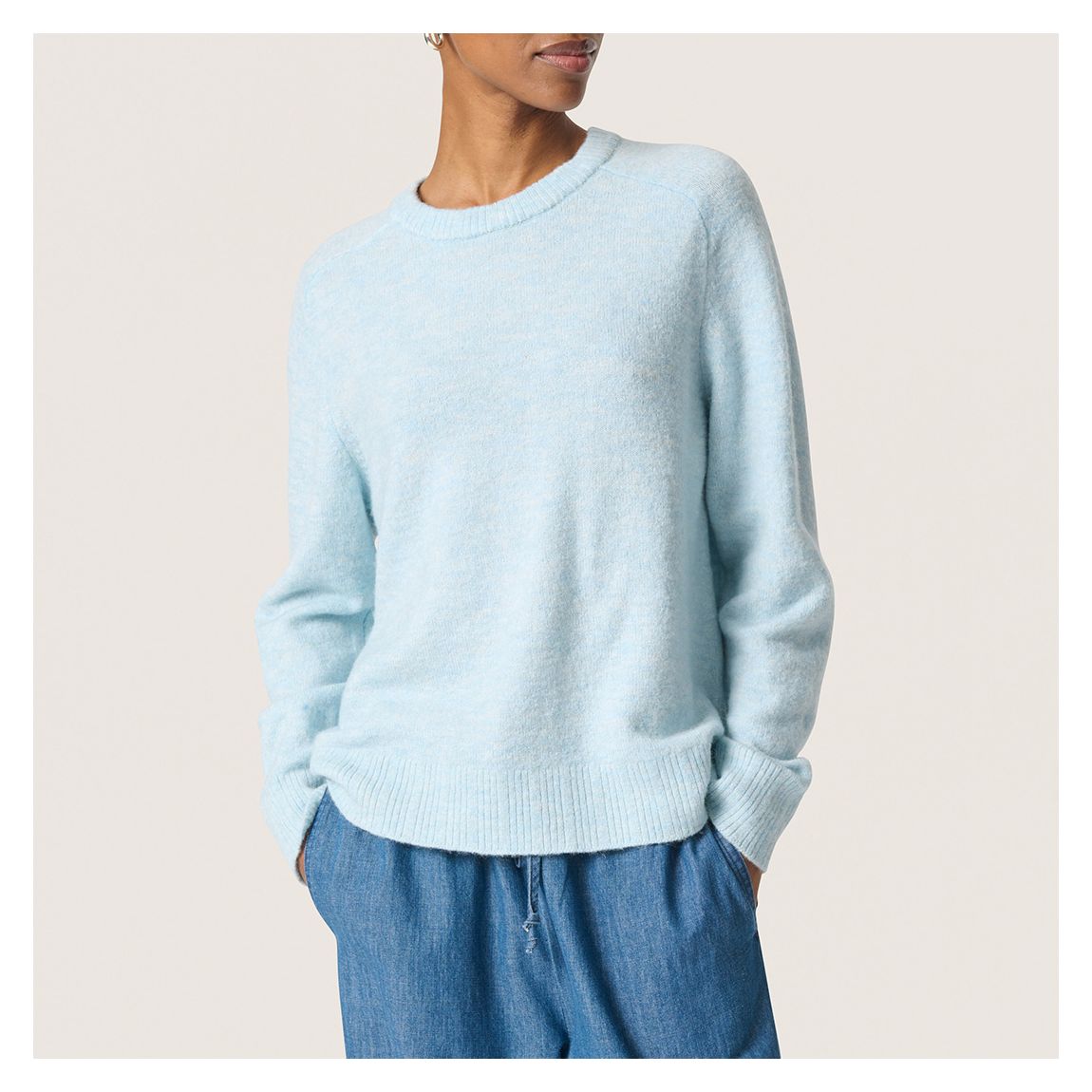 Ribbed Blue SL Amani Wool Blend Pullover main product photo