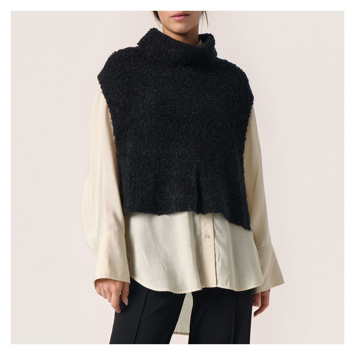 Ribbed Black Wool Blend SL Babbette Vest main product photo