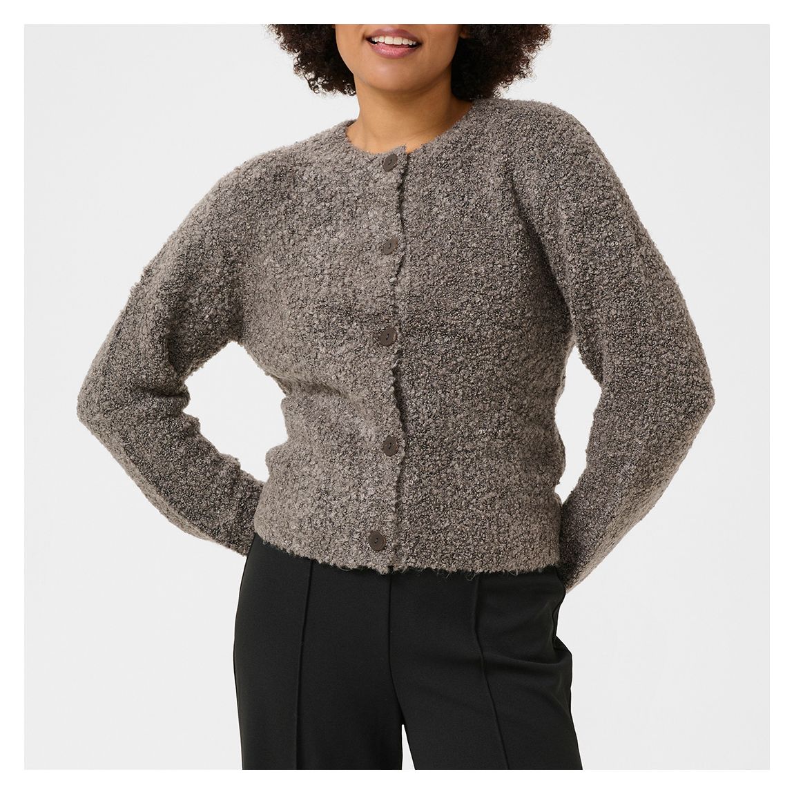 Ribbed Grey SL Babbette Wool Blend Cardigan main product photo