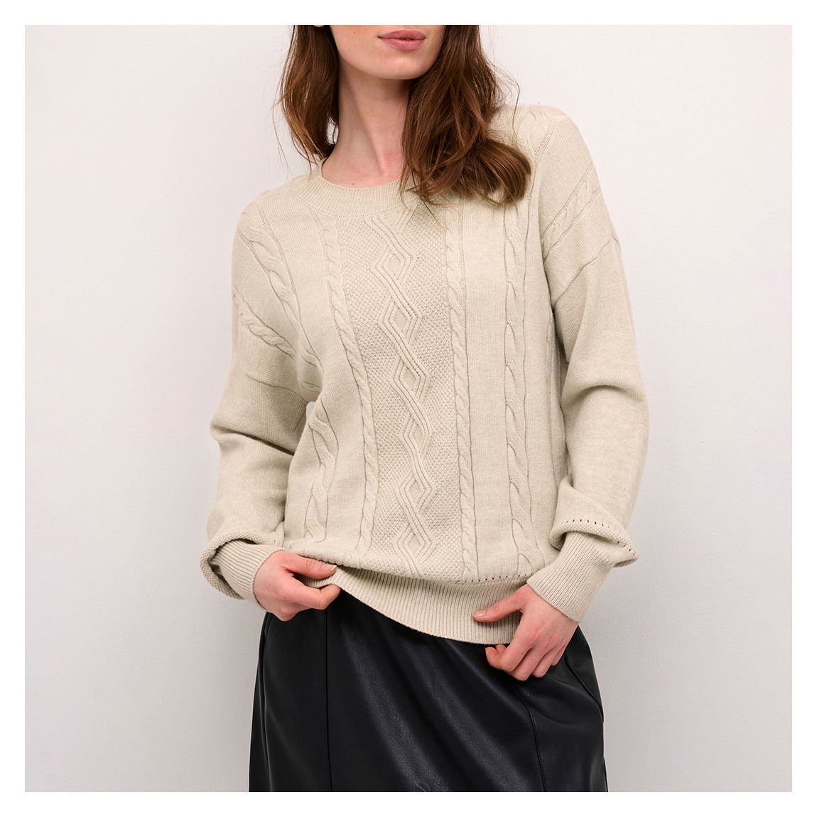 Ribbed Neutral Dela Knit Pullover main product photo