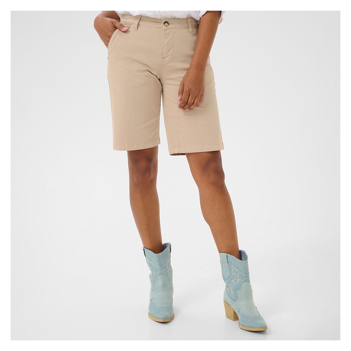 Brown Cotton Blend Berta Twill Shorts main product photo