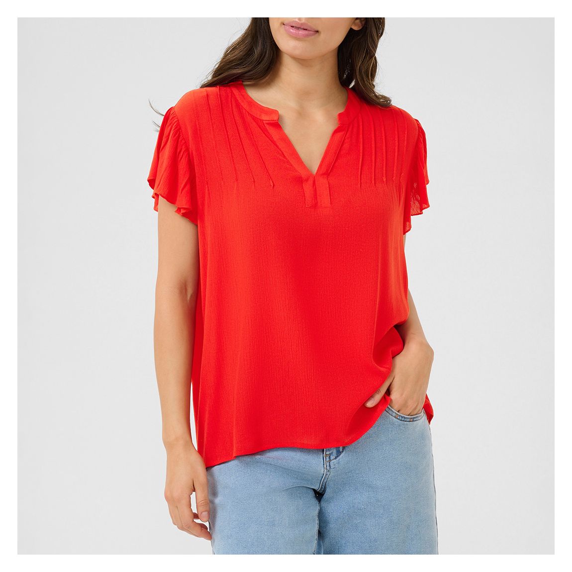 Red Allie V Neck Blouse main product photo
