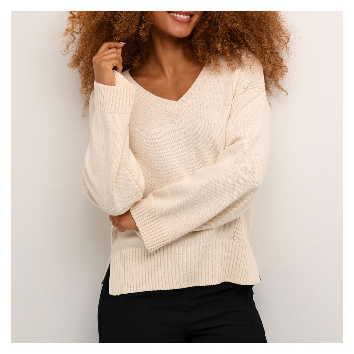 Striped White Cotton Blend Soffie Pullover main product photo