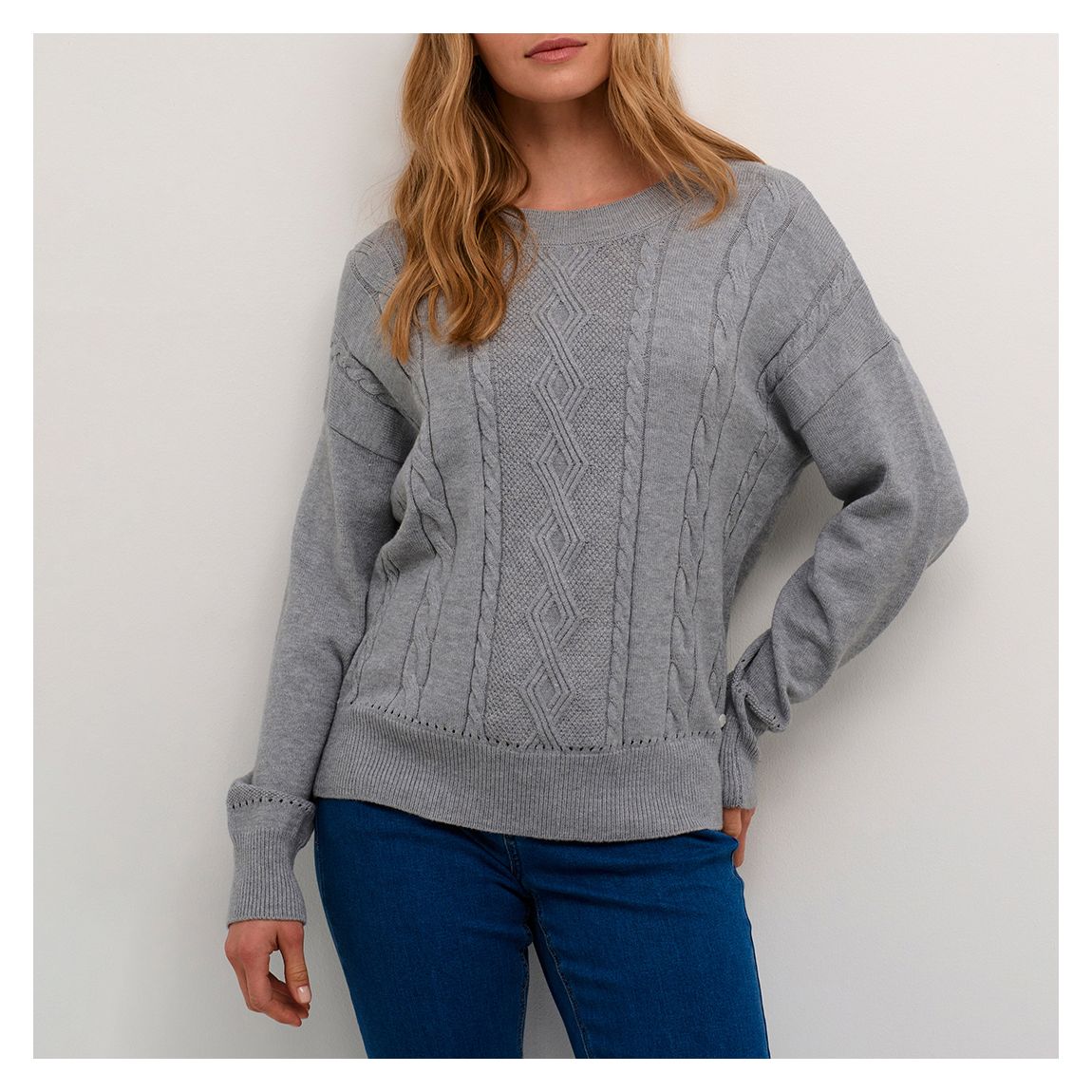 Ribbed Grey Dela Knit Pullover main product photo