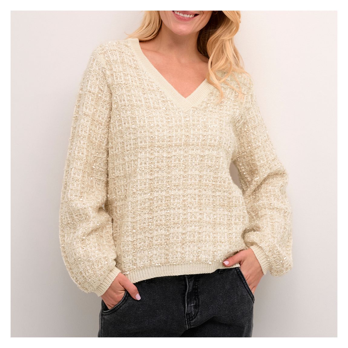 Checked Multi Wool Blend Bilo Knit Blouse main product photo