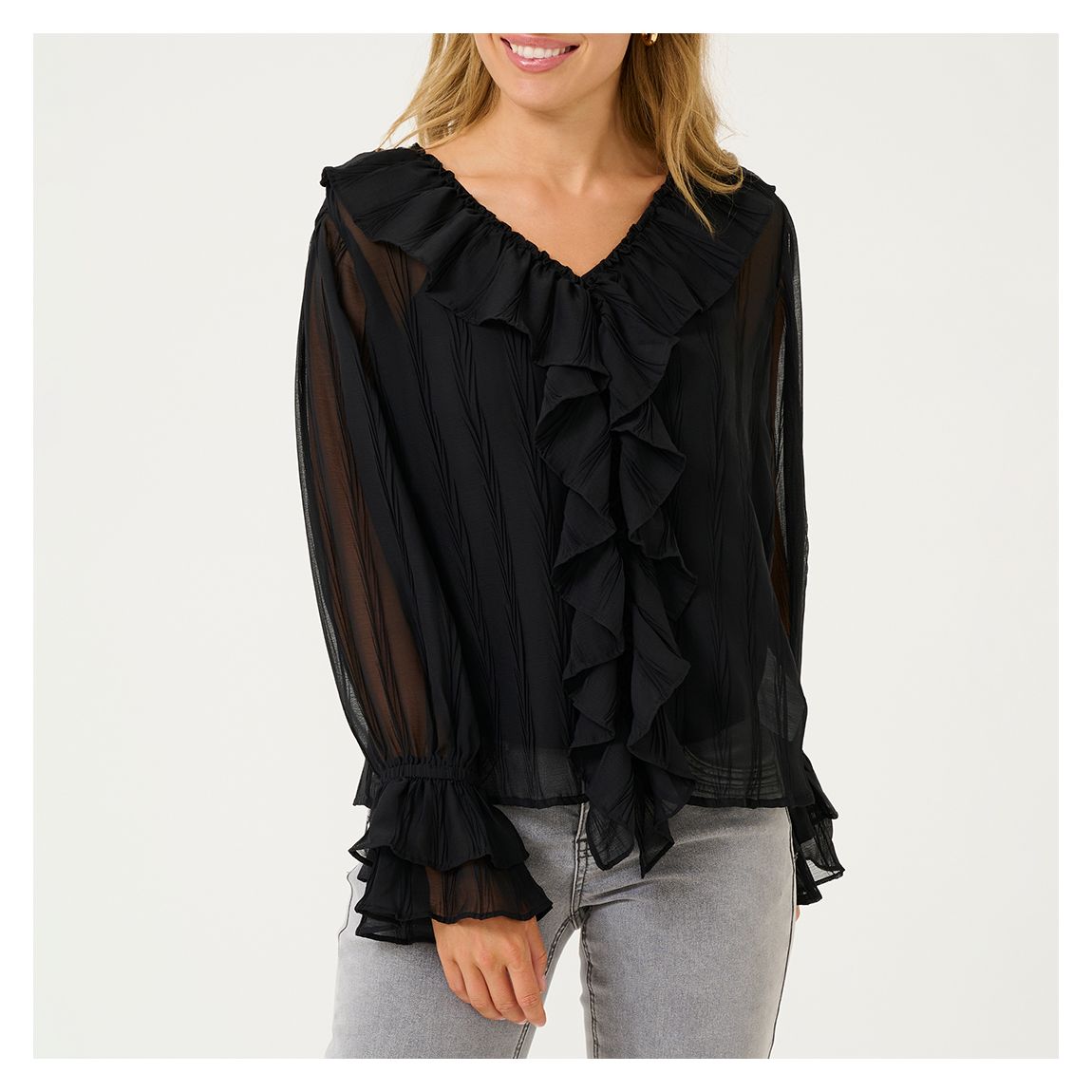 Striped Black Sadia Blouse main product photo