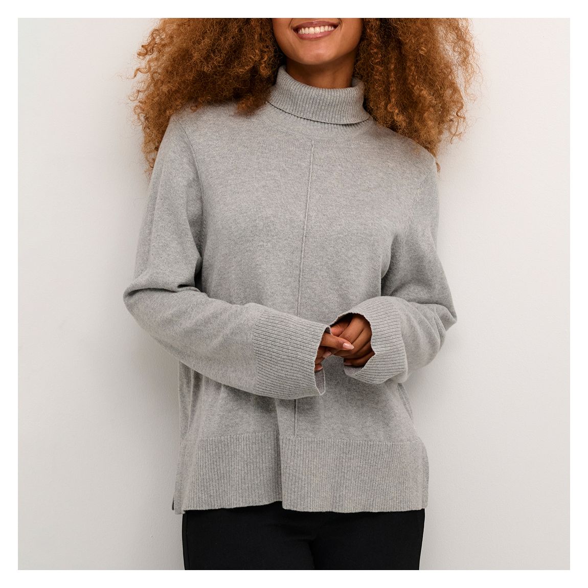 Ribbed Grey Cotton Blend Cranva Pullover main product photo