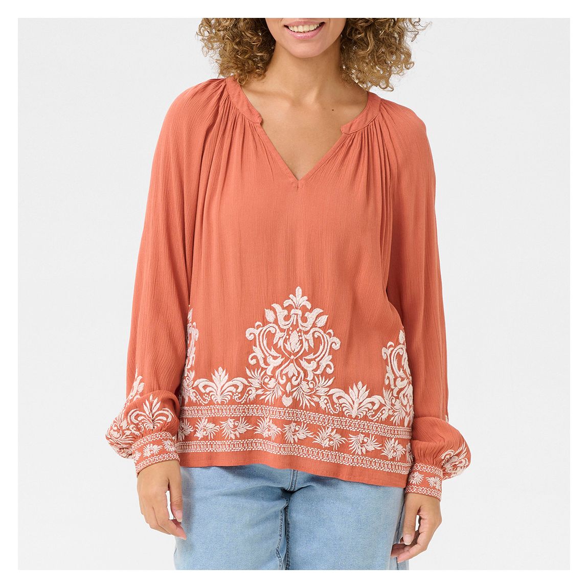 Orange Zoe Floral Print Blouse main product photo