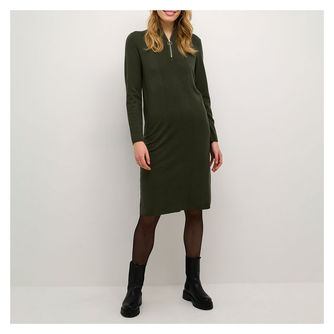 Ribbed Green Dela Knit Dress main product photo