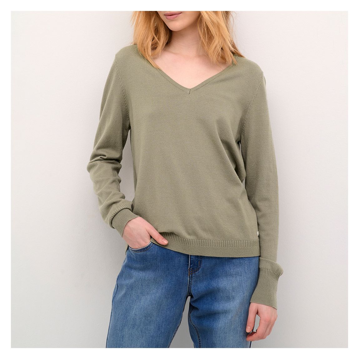 Ribbed Green Dela Knit Pullover main product photo