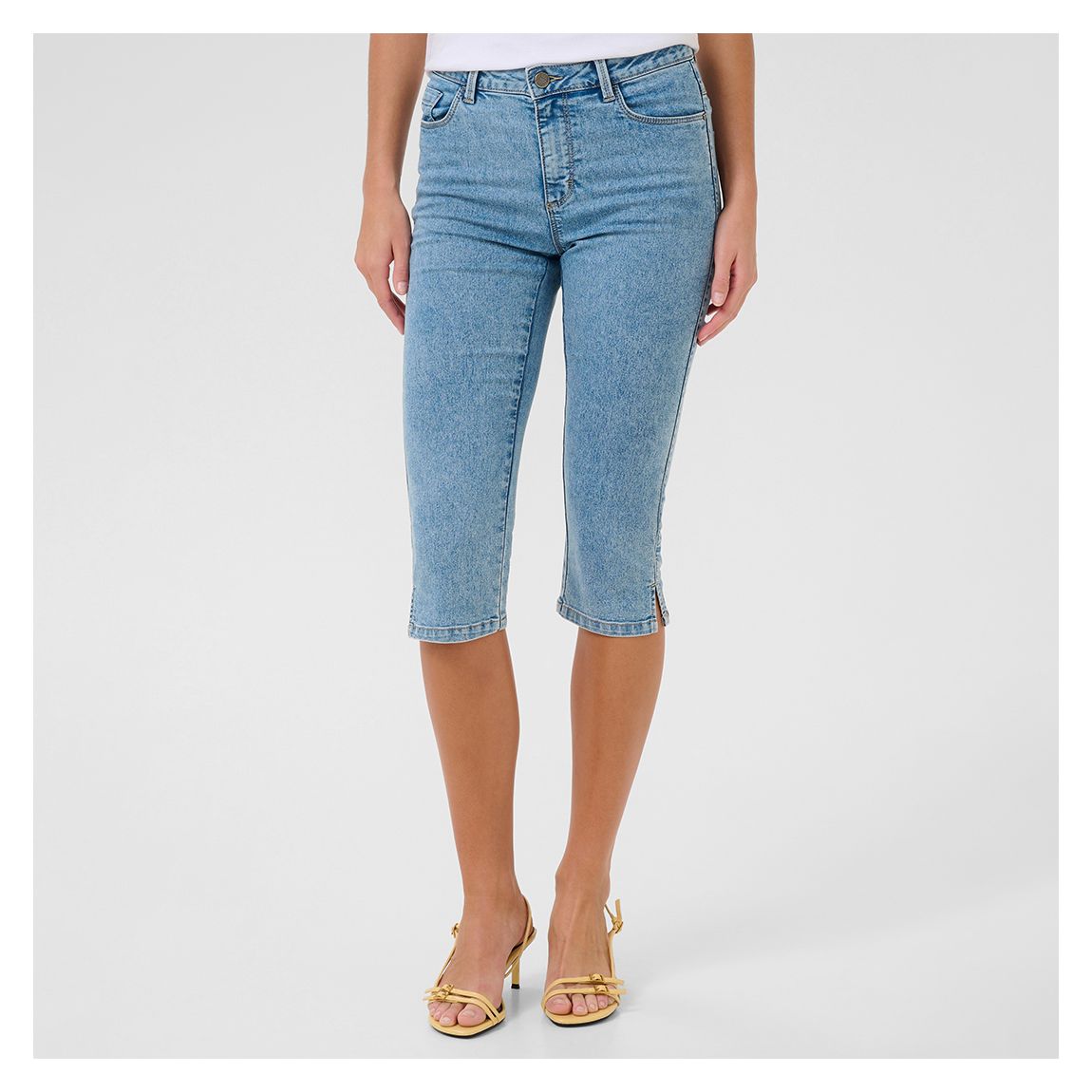Blue Vicky Cotton Blend Capri Jeans main product photo