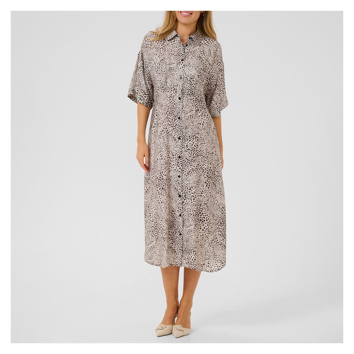 Leopard Neutral Debra Shirt Dress main product photo