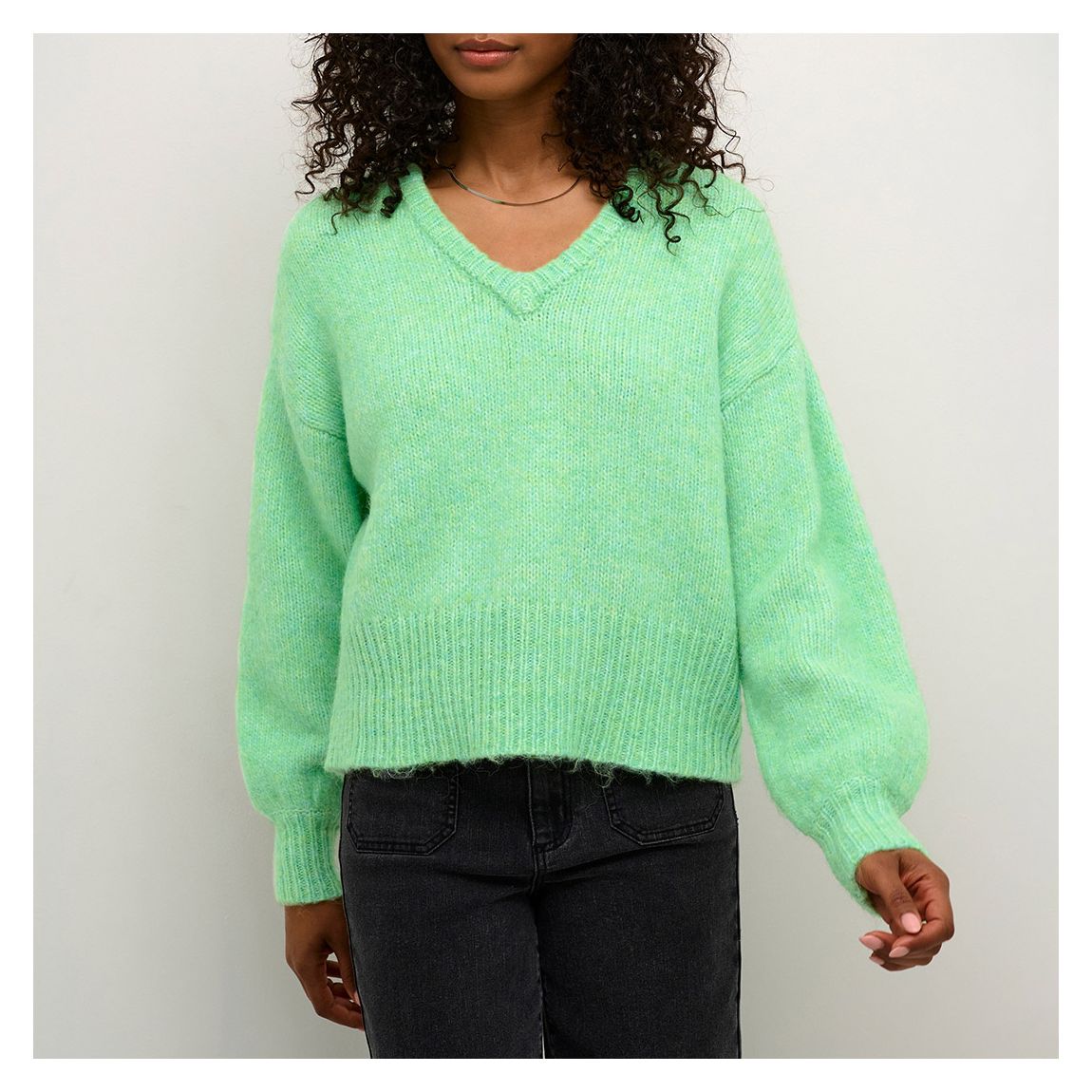 Ribbed Green Trina Wool Blend Pullover main product photo
