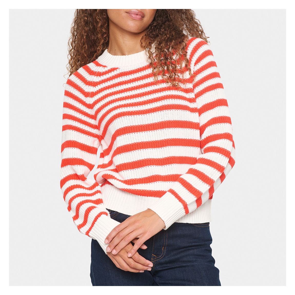 Striped Red Ibenmei Cotton Blend Pullover main product photo