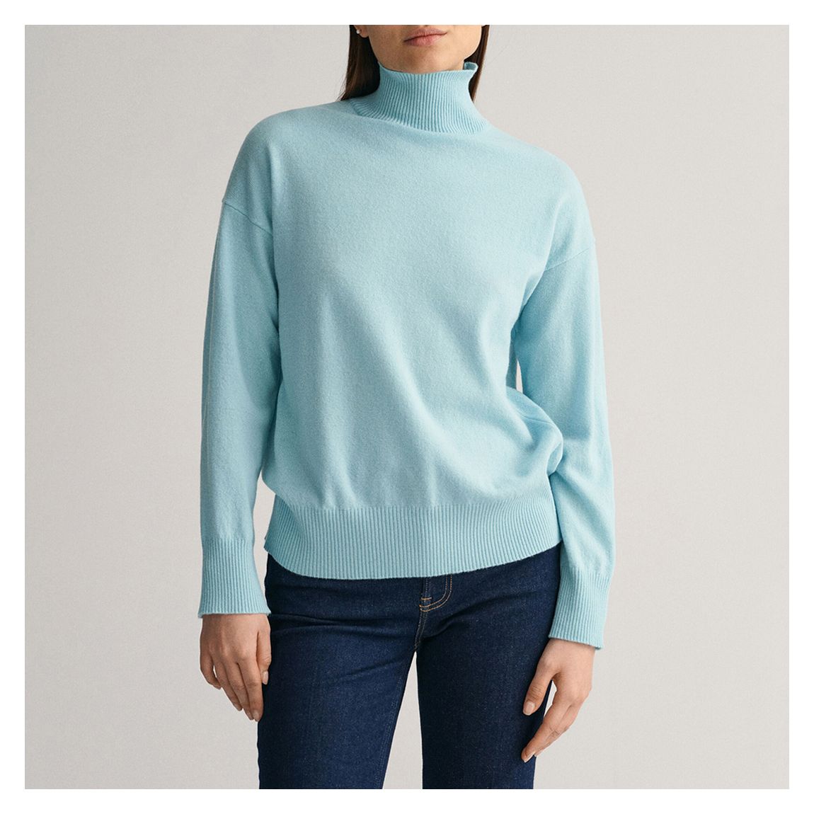 Pale Blue Roll Neck Lambswool Jumper main product photo