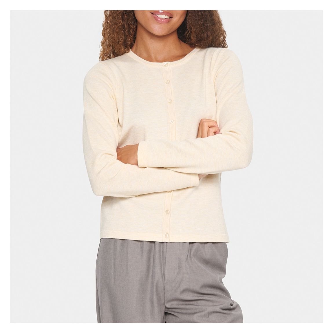 Ribbed Neutral Mila Cardigan main product photo