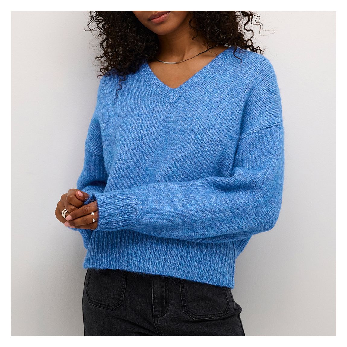 Ribbed Blue Trina Wool Blend Pullover main product photo
