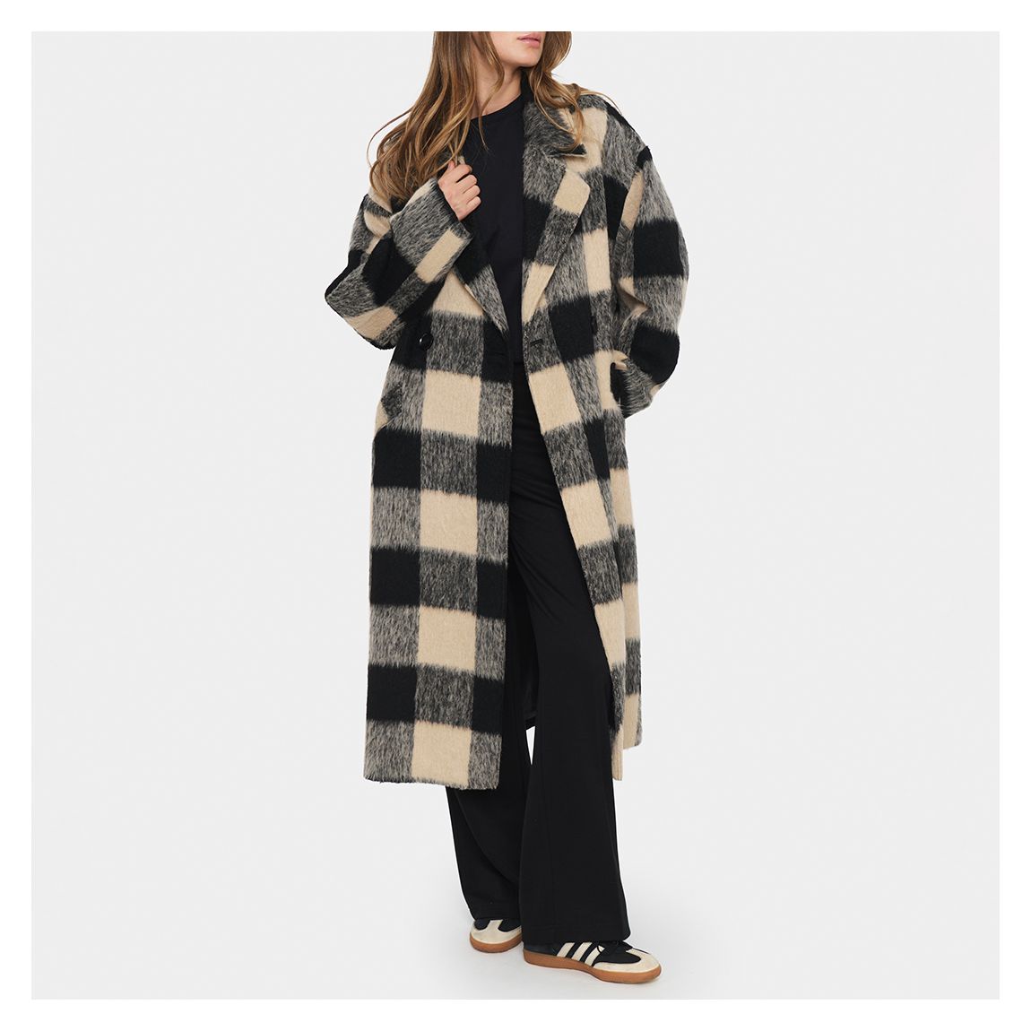 Checked Black Wool Blend Francesca Coat main product photo